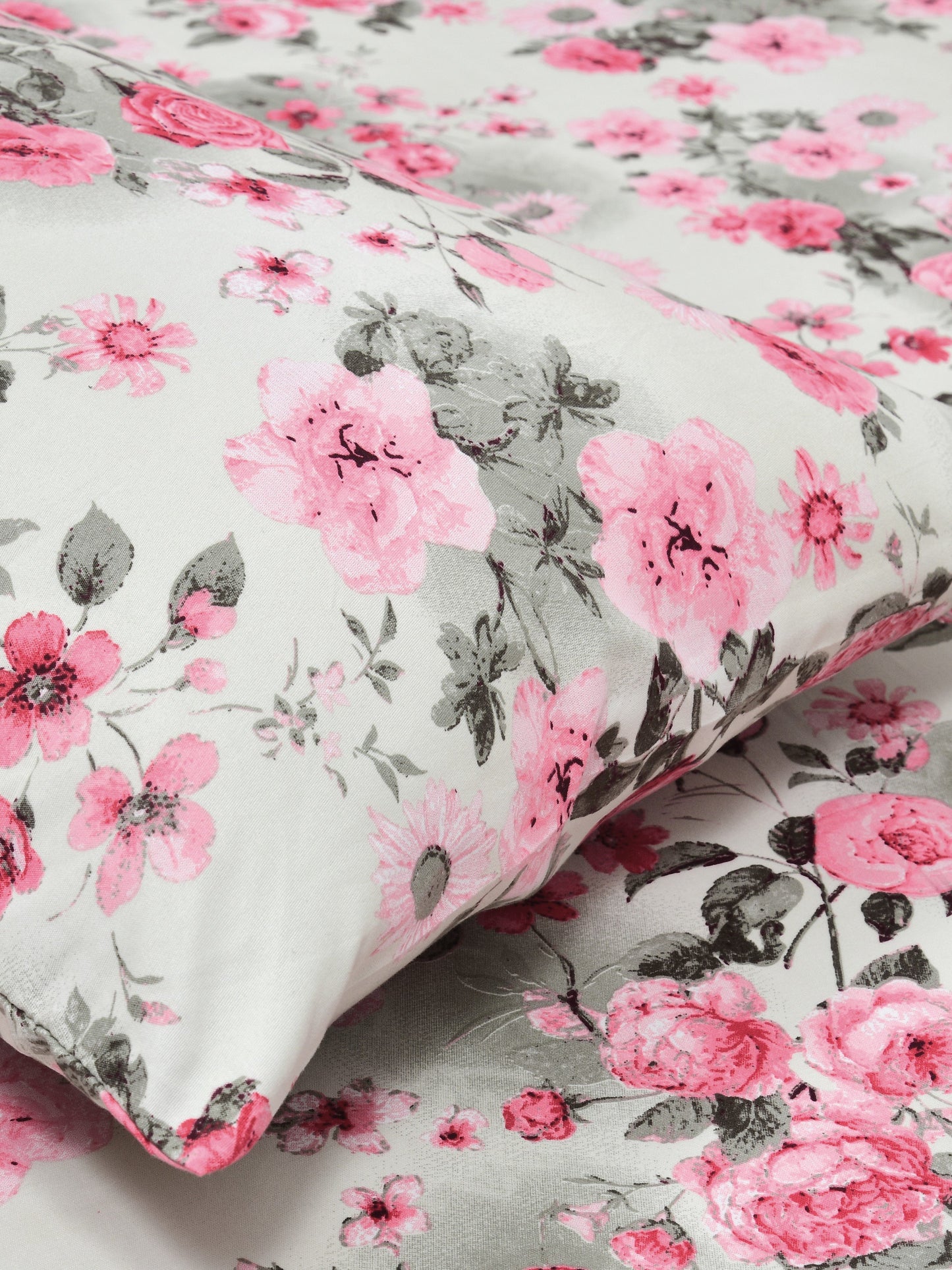 Dreamscape Wrinkle Free Floral Bedsheet Set | 120 GSM | Pink