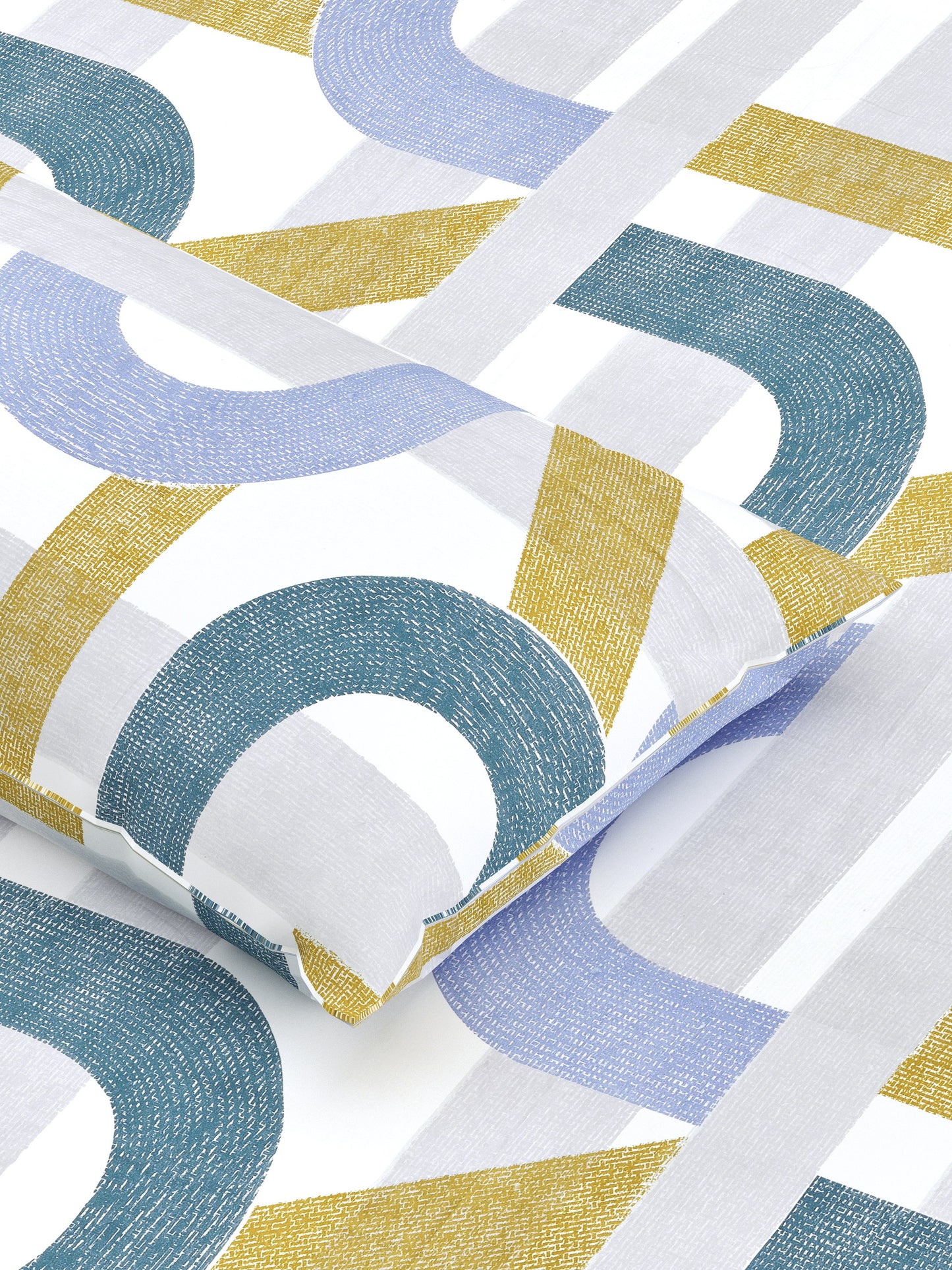 Home Ecstasy Wrinkle Free GEometric Bedsheet Set | 140 | Blue