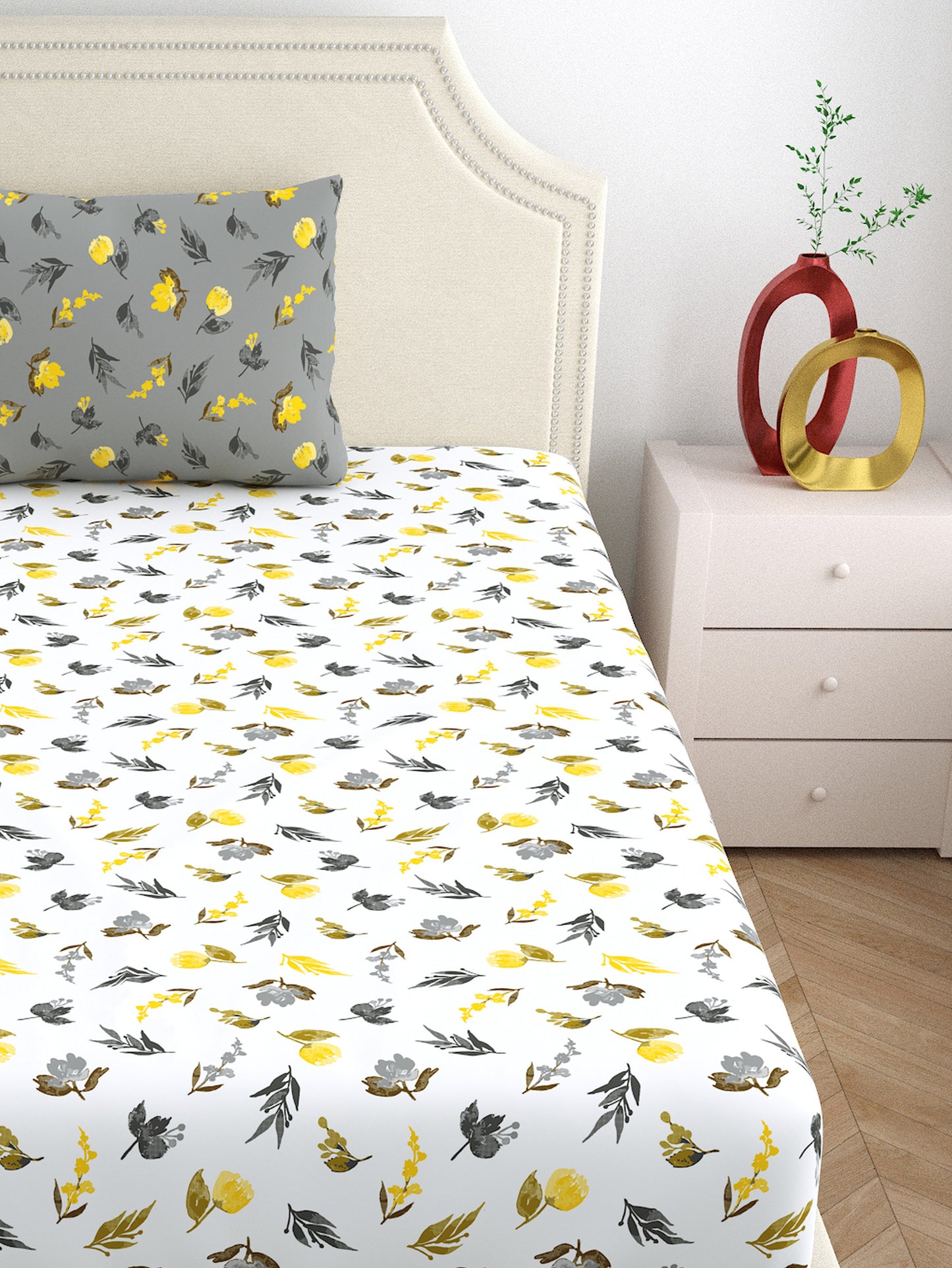 Home Ecstasy 100% Cotton Bedsheets | 140 TC | Grey
