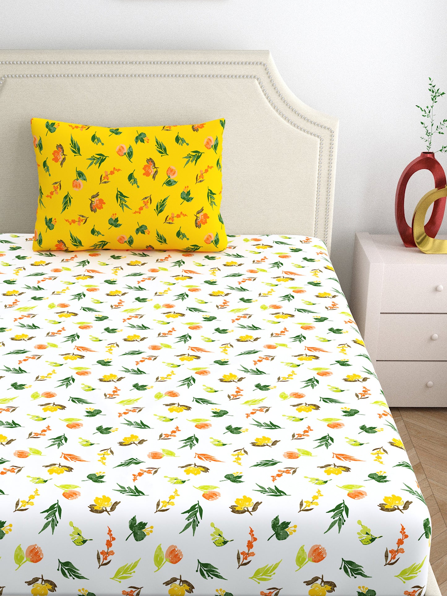 Home Ecstasy 100% Cotton Bedsheets | 140 TC | Yellow