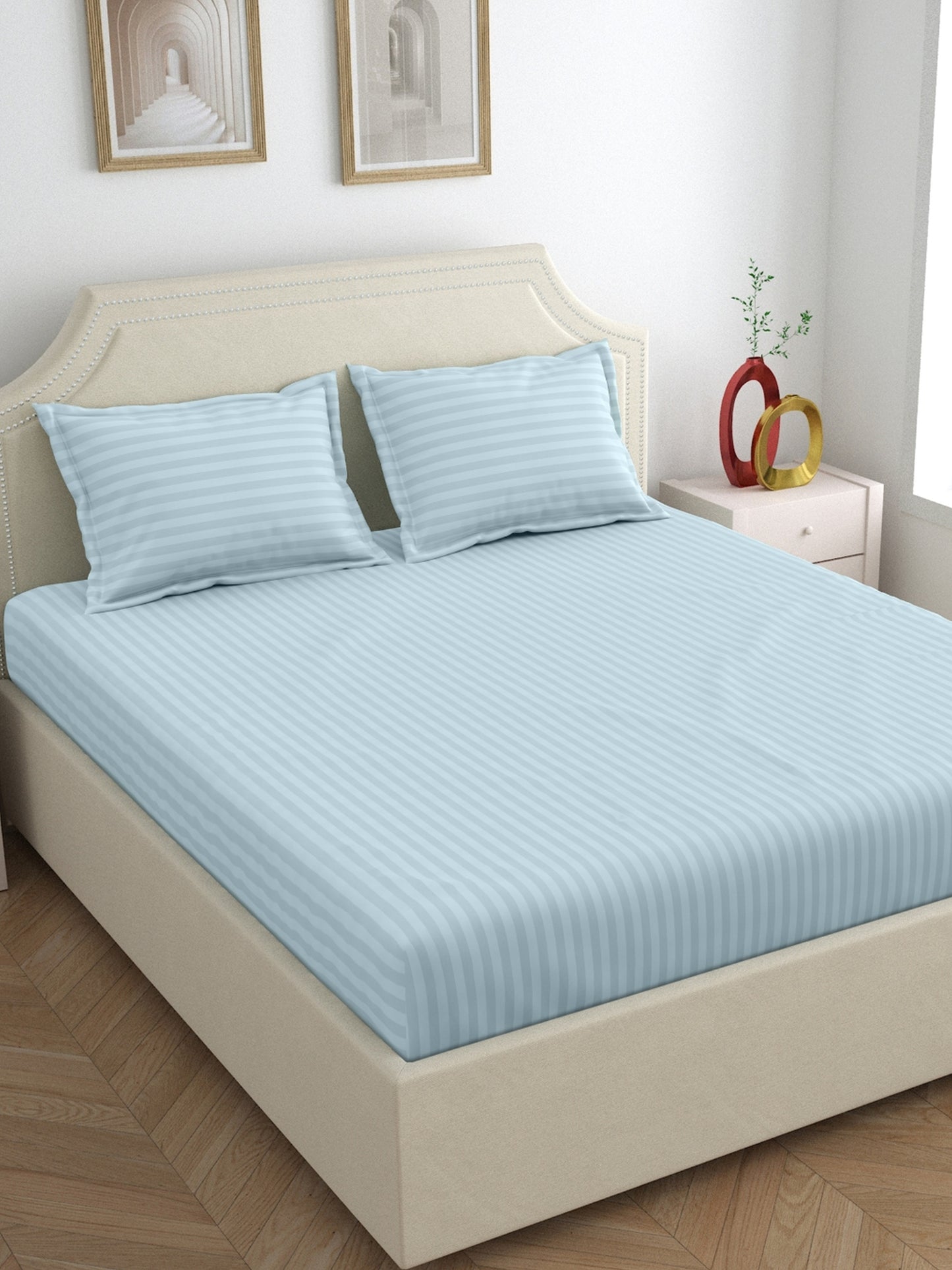My Room 100% Cotton Bedsheet | 300 TC | Light Blue