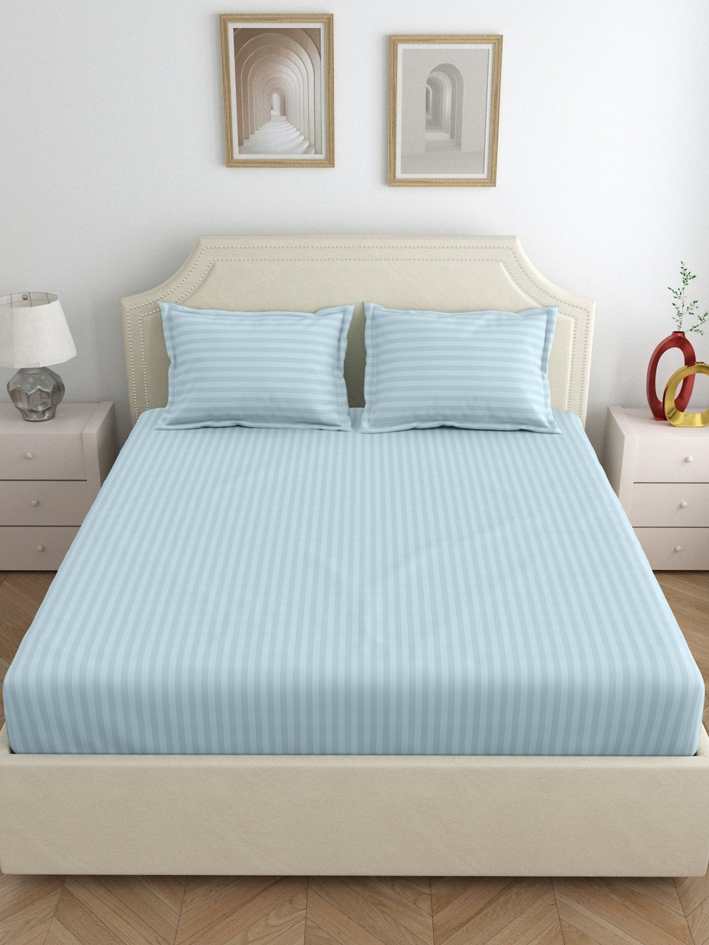 My Room 100% Cotton Bedsheet | 300 TC | Light Blue