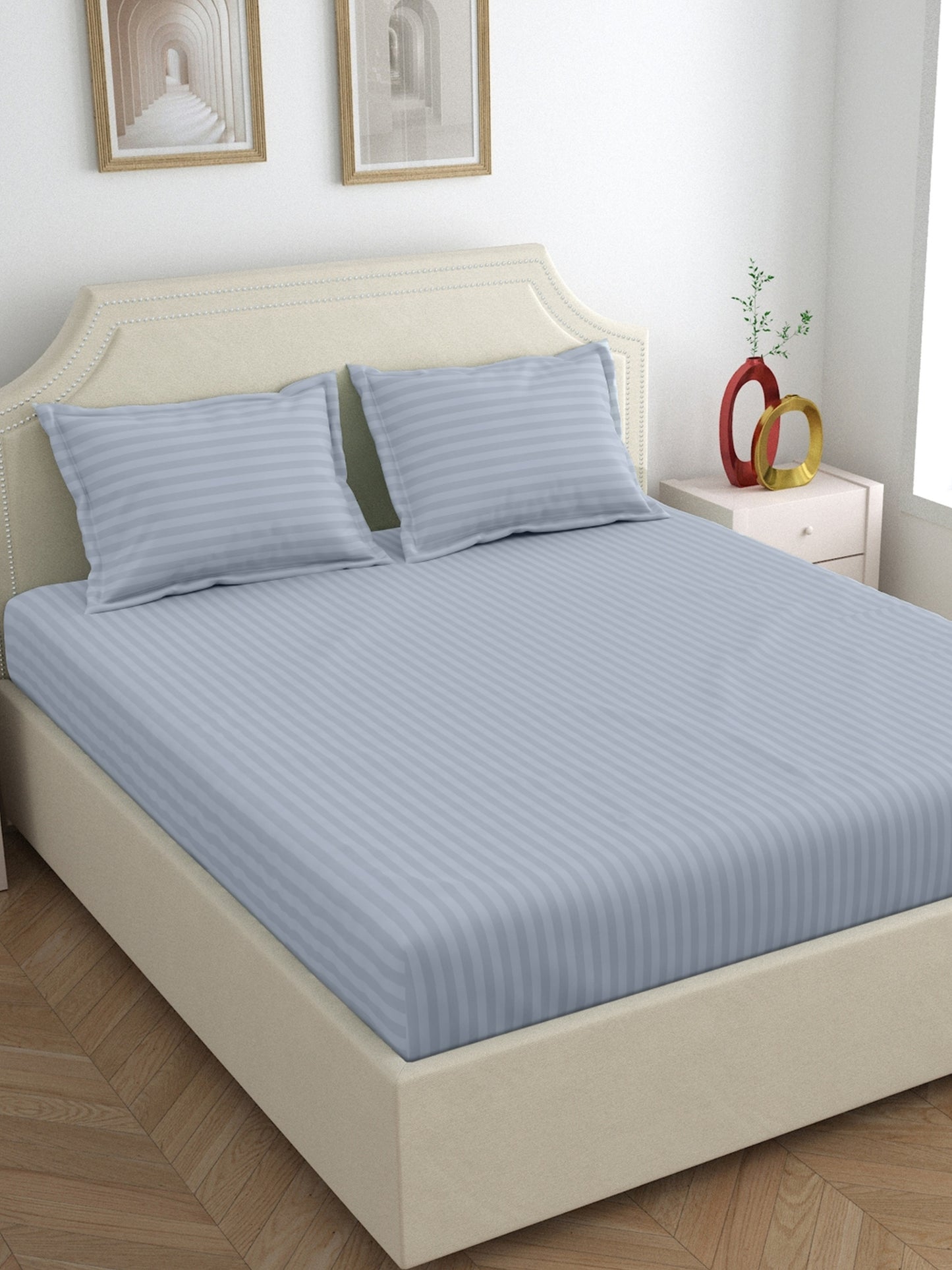 My Room 100% Cotton Bedsheet | 300 TC | Light Grey