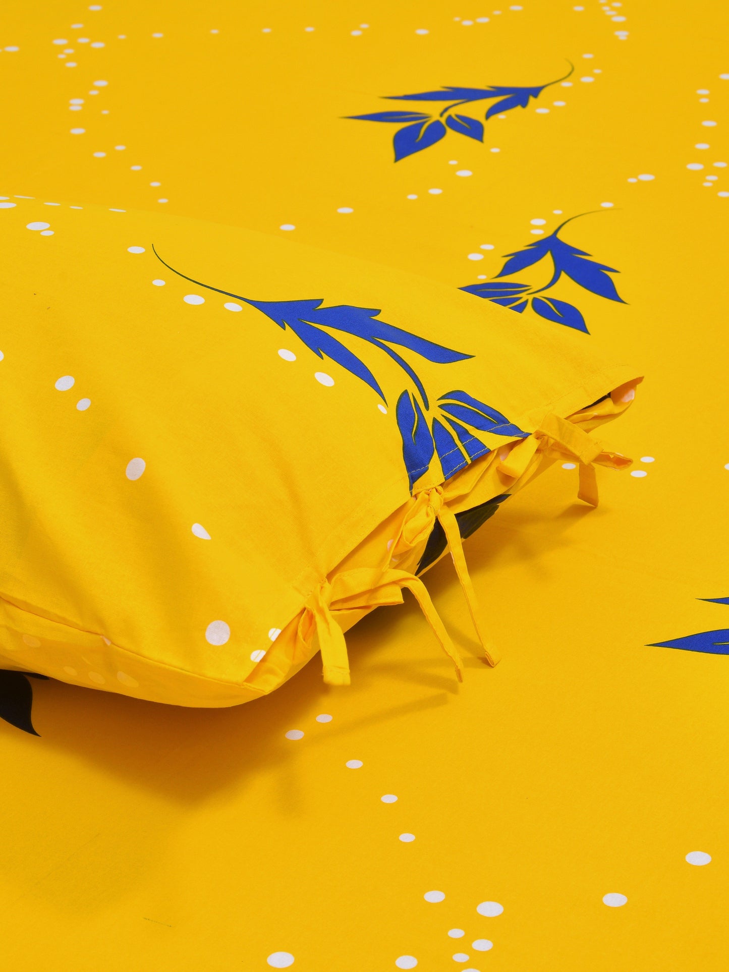 Home Ecstasy 100% Cotton Floral Bedsheet Set | 140 TC | Yellow