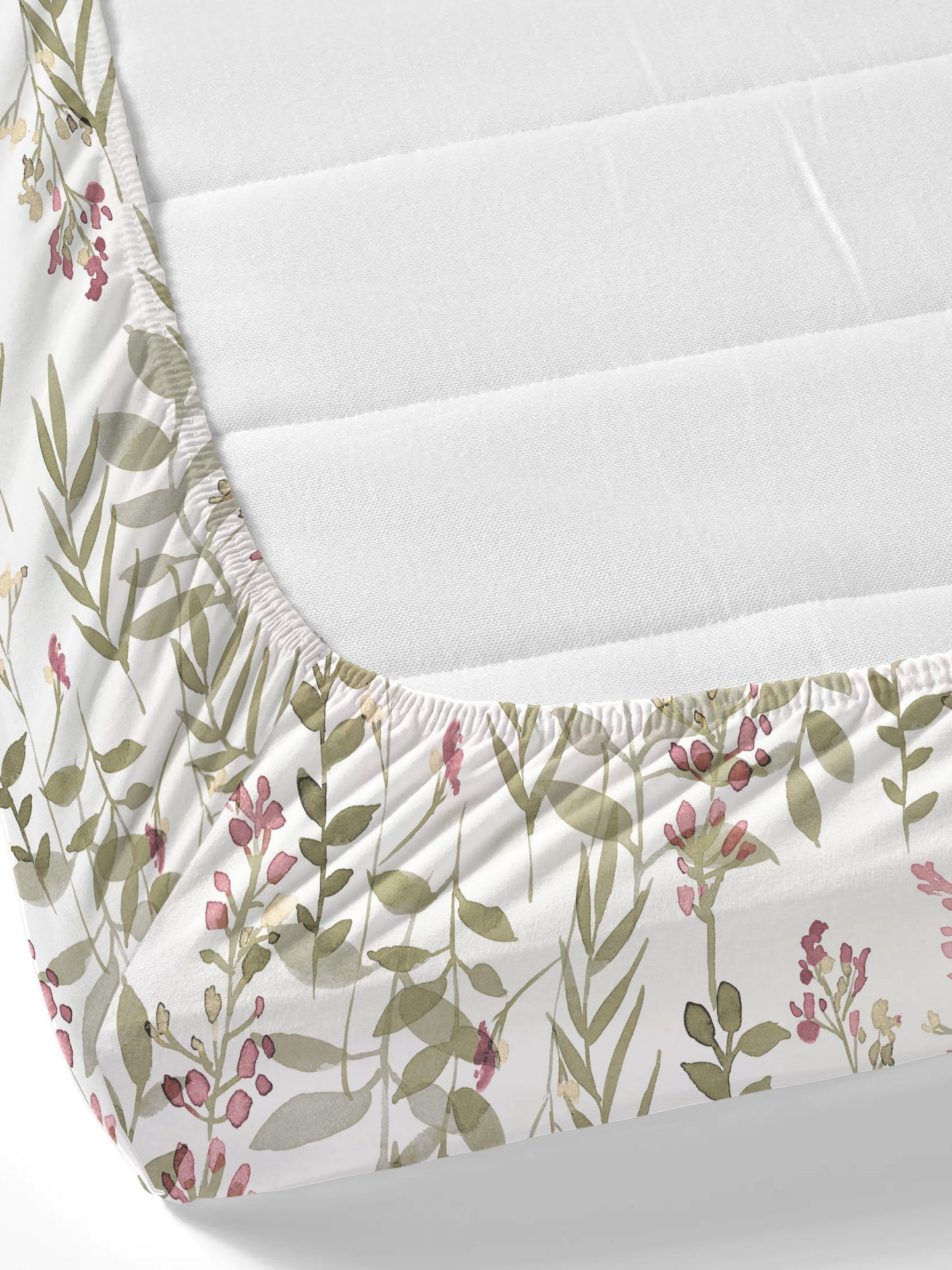 Home Ecstasy 100% Cotton 140 TC Floral Bedsheet Set - Colour: Olive