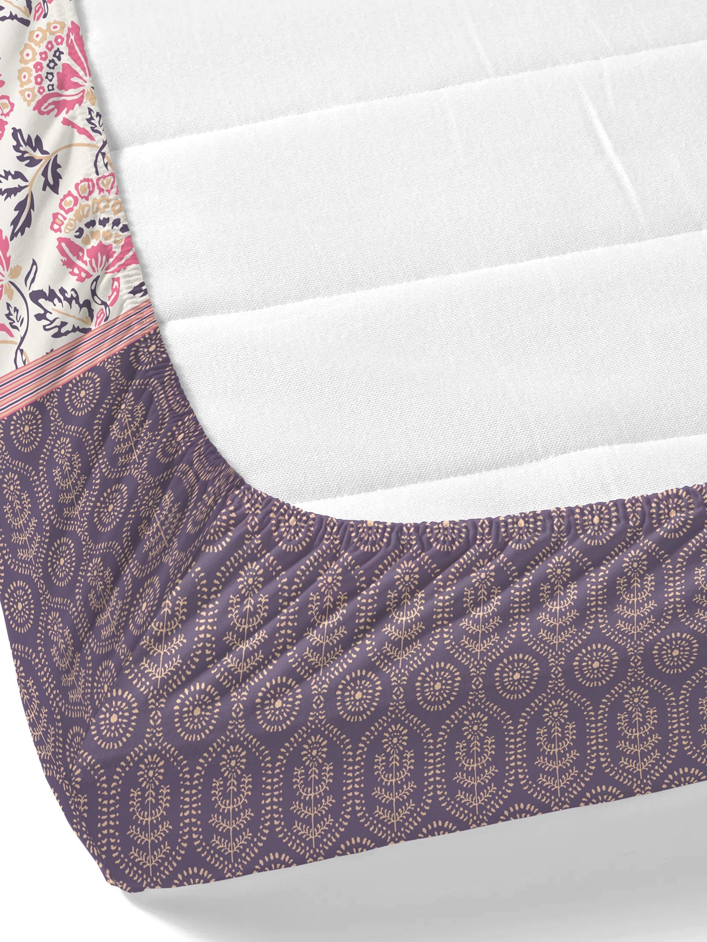 Home Ecstasy 100% Cotton Floral Bedsheet Set | 140 TC | Purple
