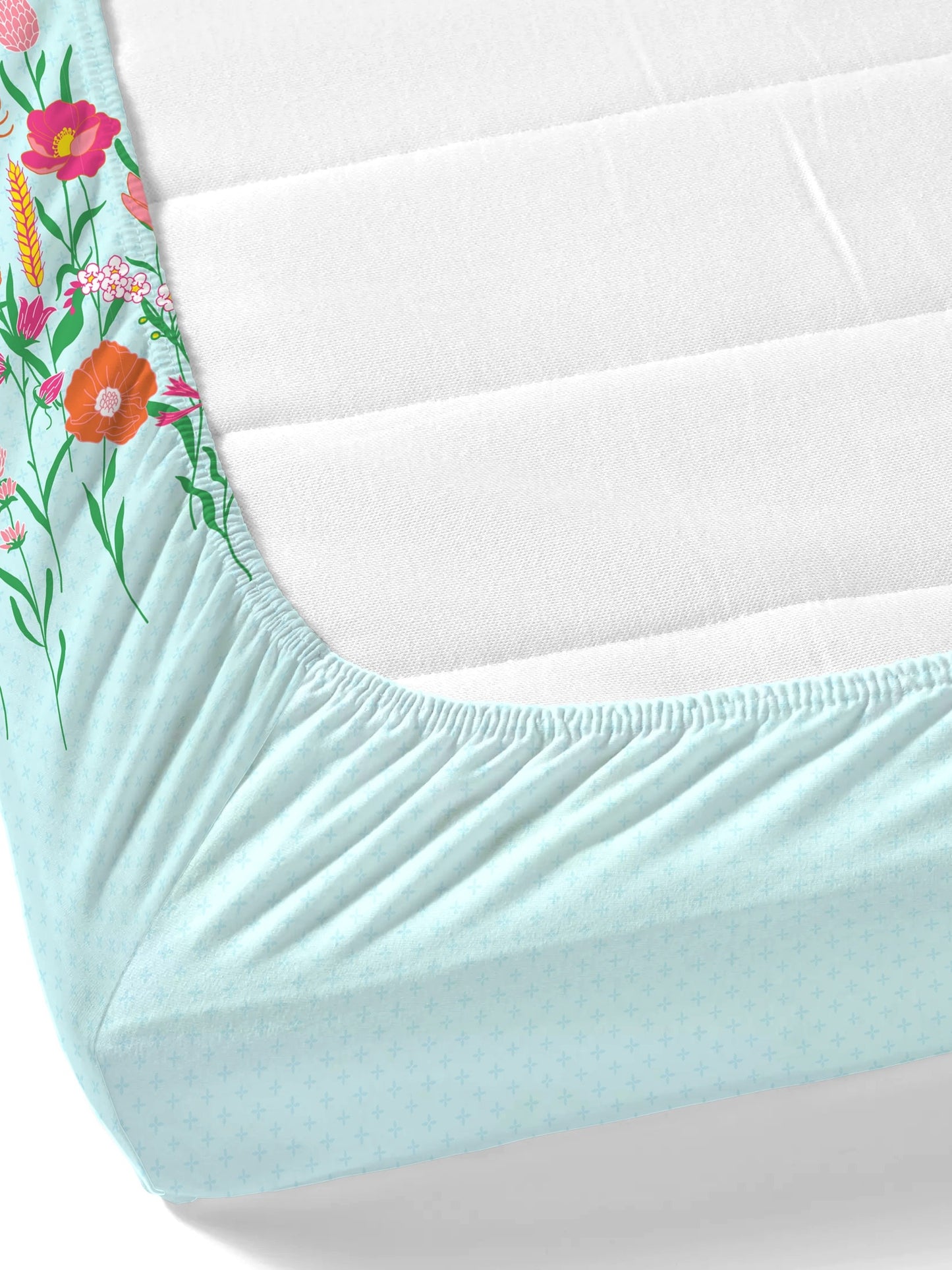Home Ecstasy 100% Cotton Floral Bedsheet Set | 140 TC | Blue