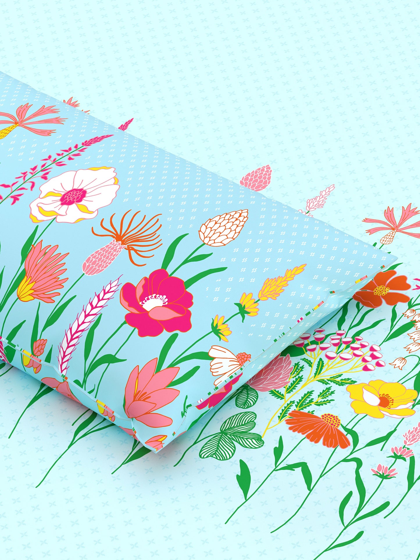 Home Ecstasy 100% Cotton Floral Bedsheet Set | 140 TC | Blue