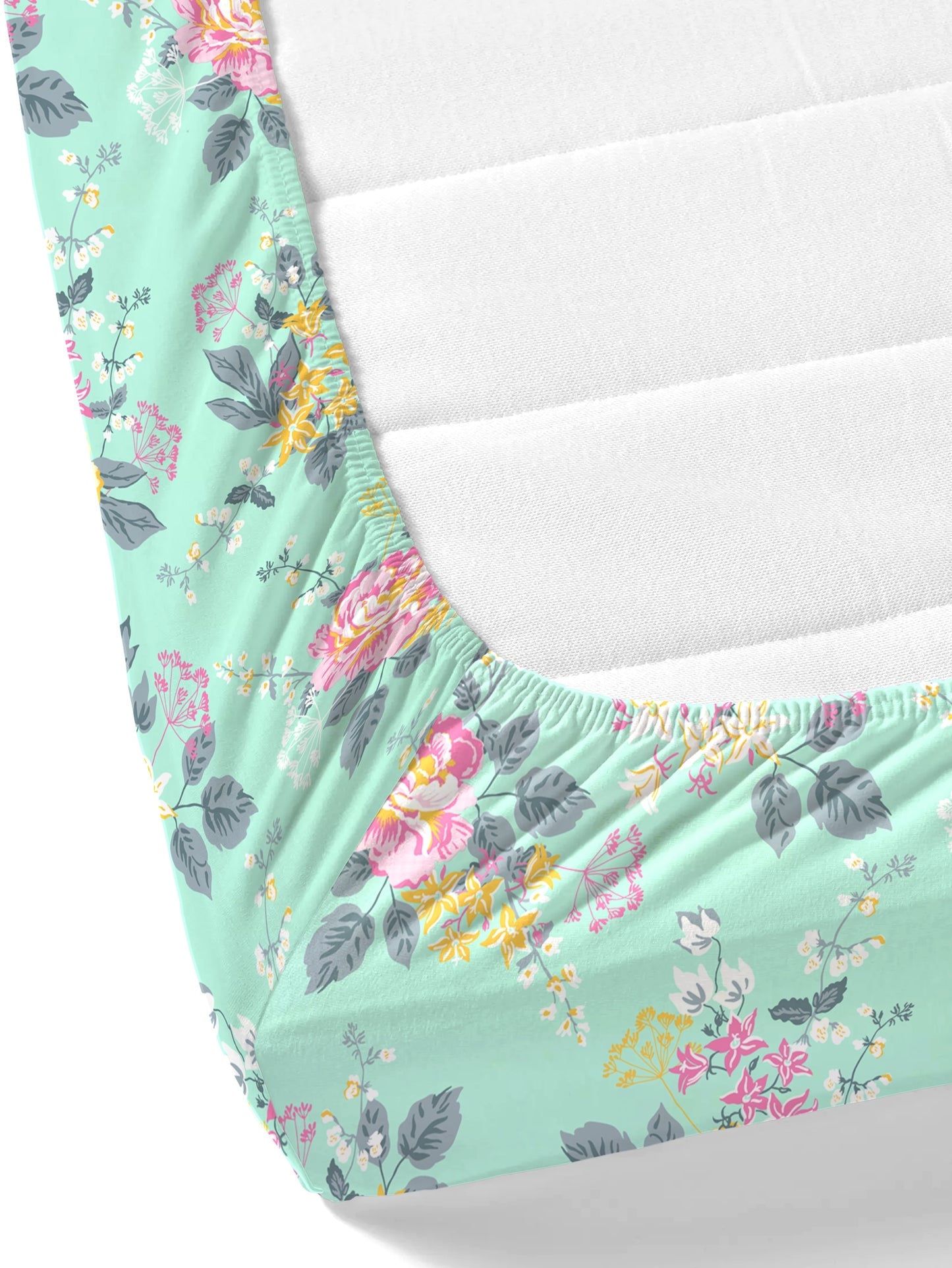 Home Ecstasy 100% Cotton Floral Bedsheet Set | 140 TC | Seagreen