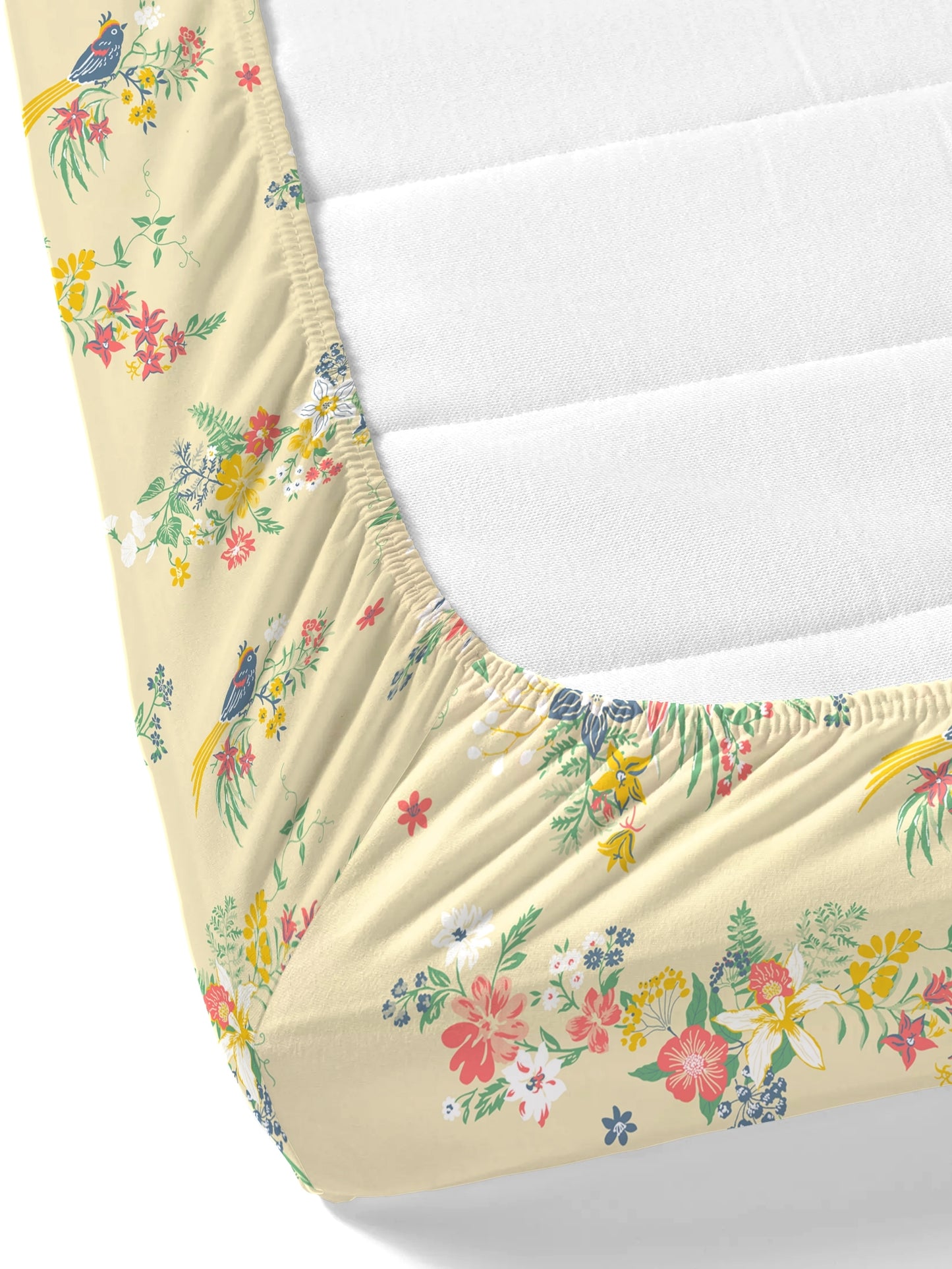 Home Ecstasy 100% Cotton Floral Bedsheet Set | 140 TC | Beige