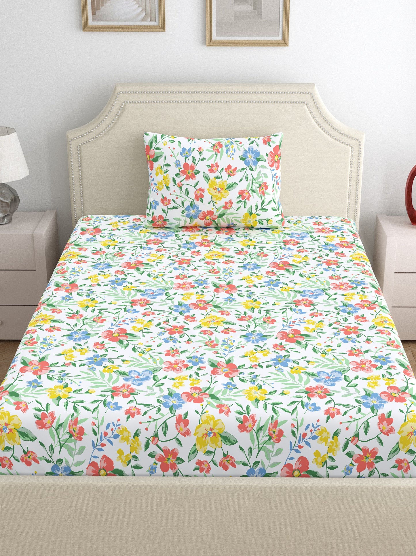 Home Ecstasy 100% Cotton Floral Bedsheet Set | 140 TC | Multi
