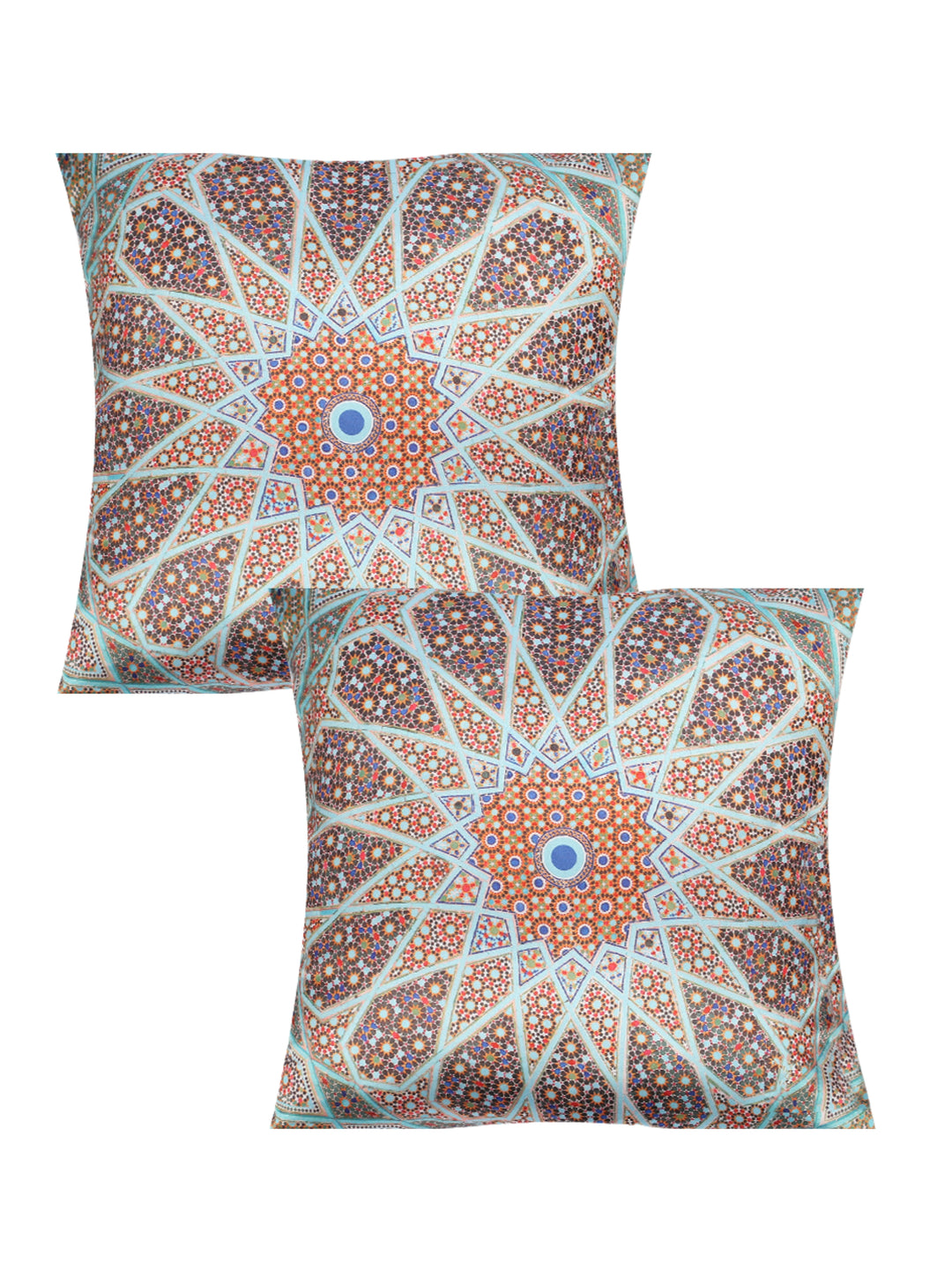 Dreamscape 100% Polyester Printed Multi Cushion Cover 16"x16" (Set of 2) | 140 TC | Multi