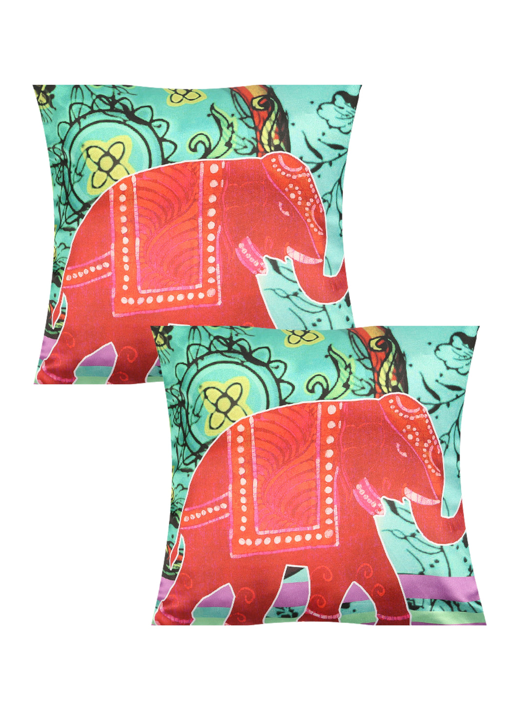 Dreamscape 100% Polyester Printed Multi Cushion Cover 16"x16" (Set of 2) | 140 TC | Multi