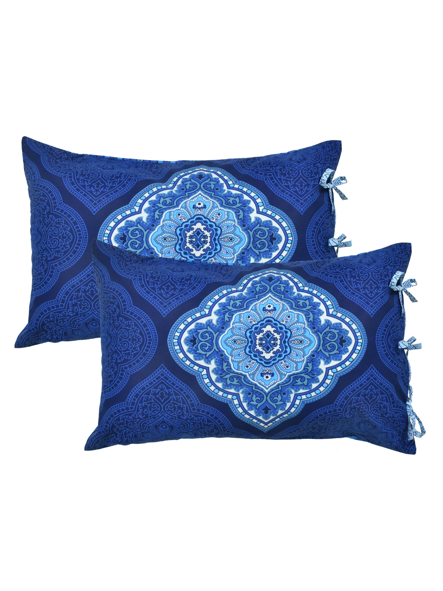 Dreamscape 100% Cotton Ethnic Bedsheet Set | 140 TC | Blue