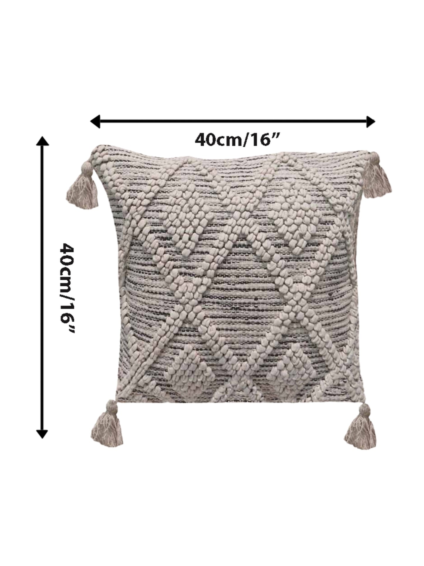 Home Ecstasy 100% Cotton Embroidered Beige Cushion Cover 16"x16" (Set of 2) | 140 TC | Beige