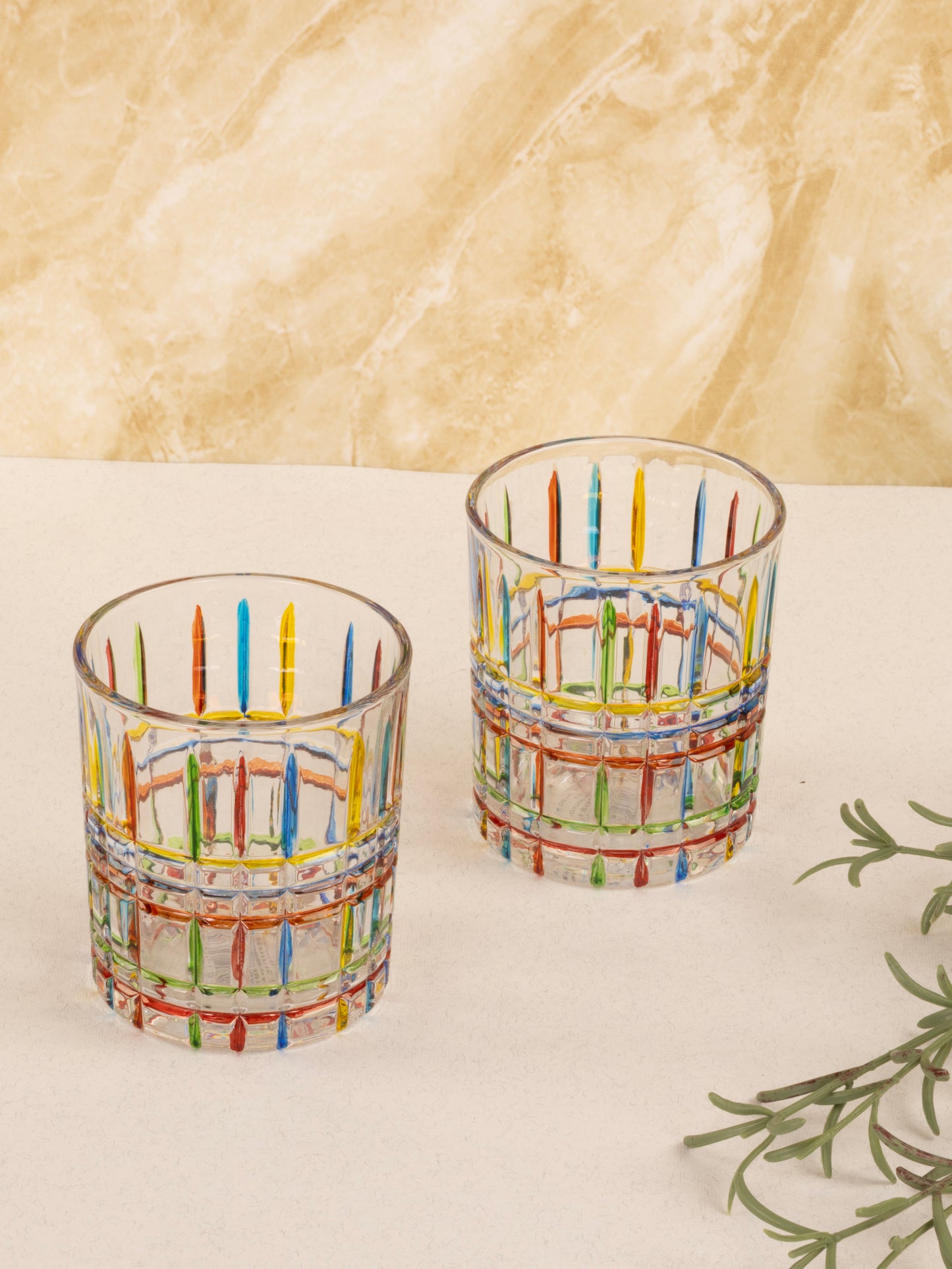 Home Ecstasy Premium Printed Glasses | Perfect for Home | 330 ml | Prism Stripes | Pack of 6