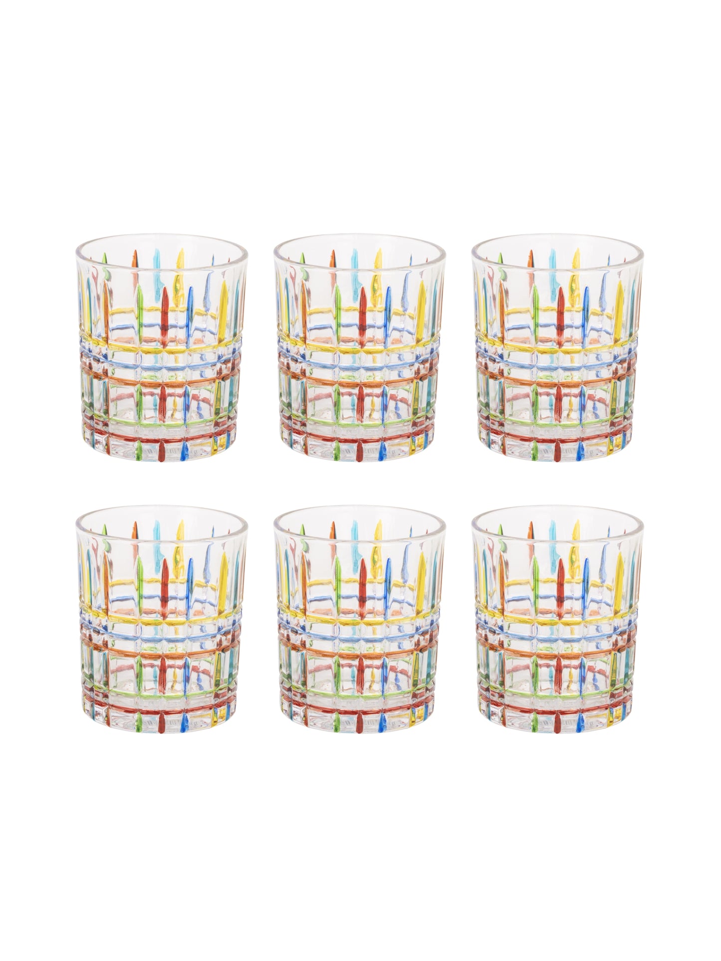 Home Ecstasy Premium Printed Glasses | Perfect for Home | 330 ml | Prism Stripes | Pack of 6