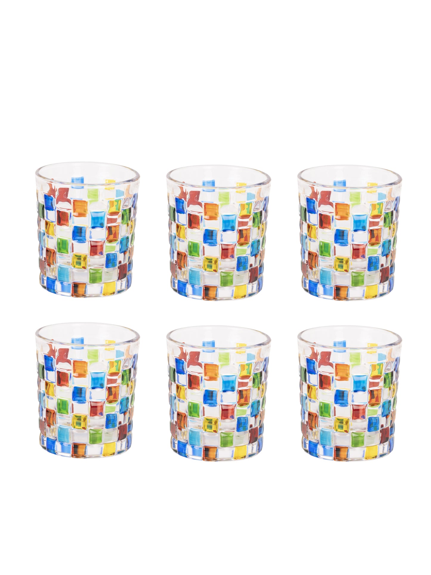 Home Ecstasy Premium Printed Glasses | Perfect for Home | 330 ml | Stained Mosaic | Pack of 6
