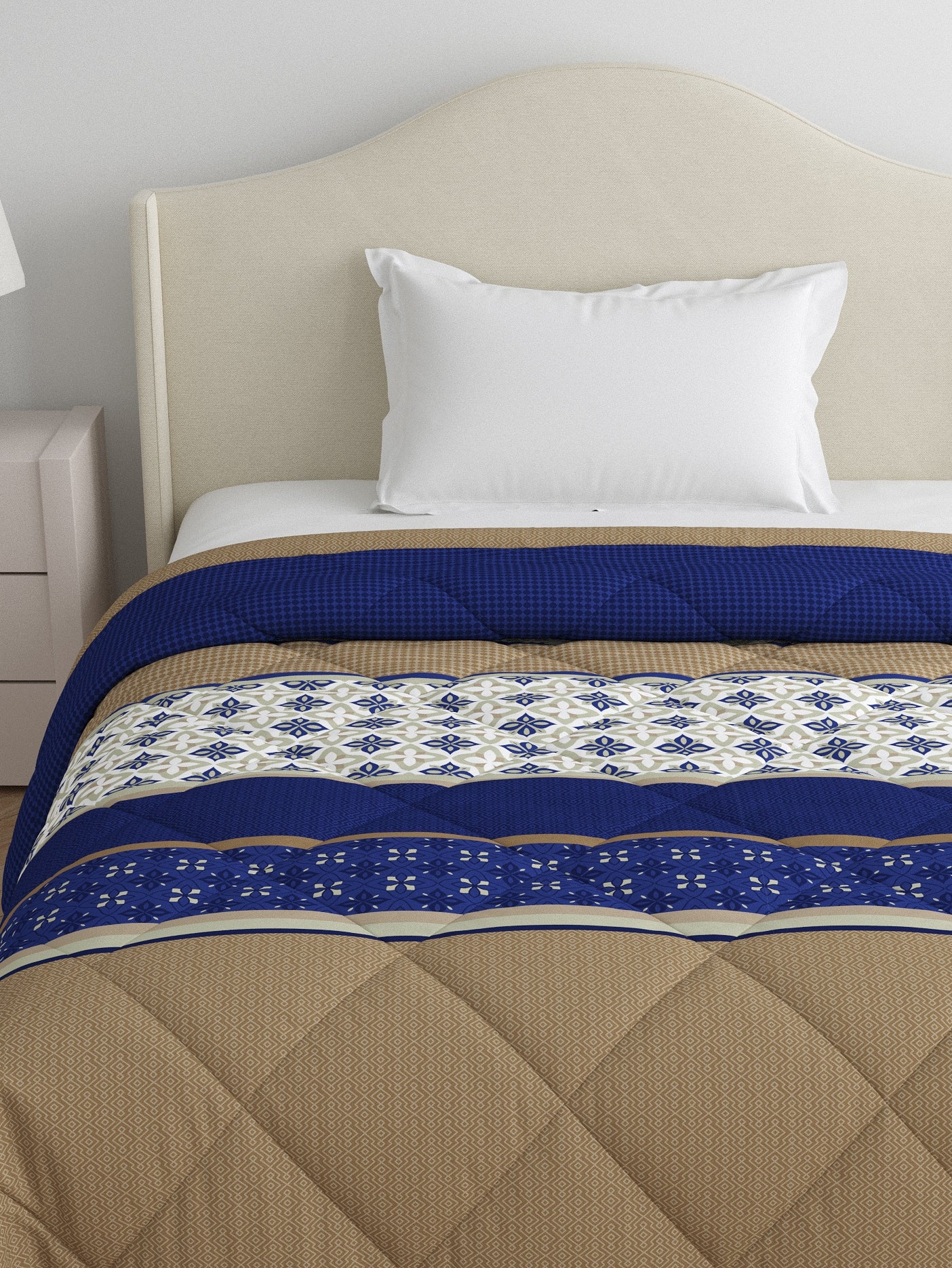 Home Ecstasy 100% Cotton 150 TC Ethnic Quilt - Colour: Blue