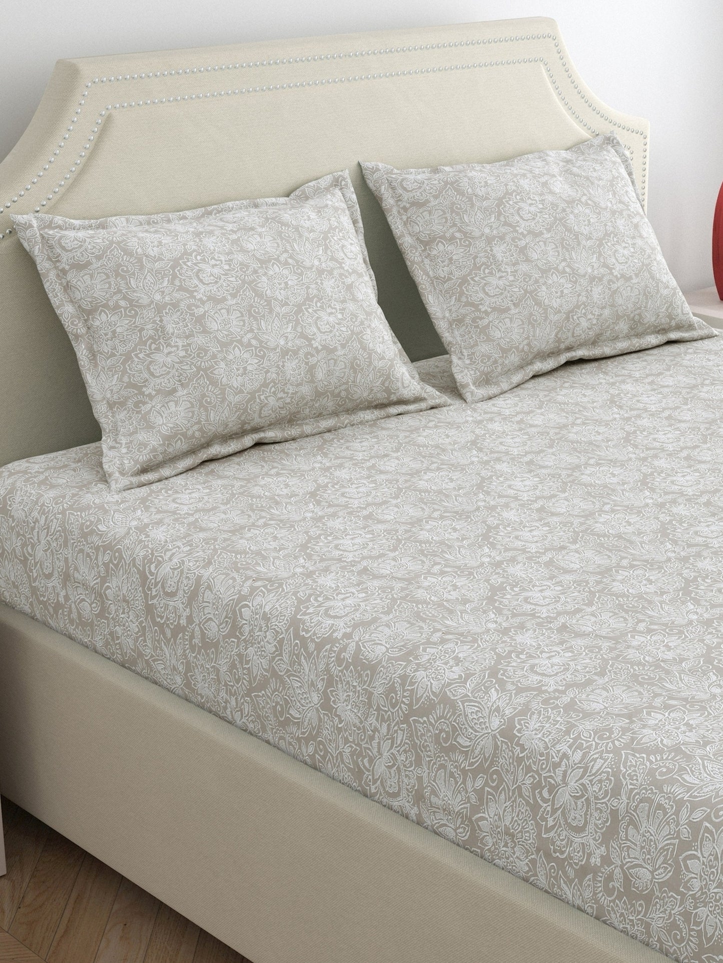 Dreamscape 100% Cotton Premium Bedsheet Set | 300 TC | Beige