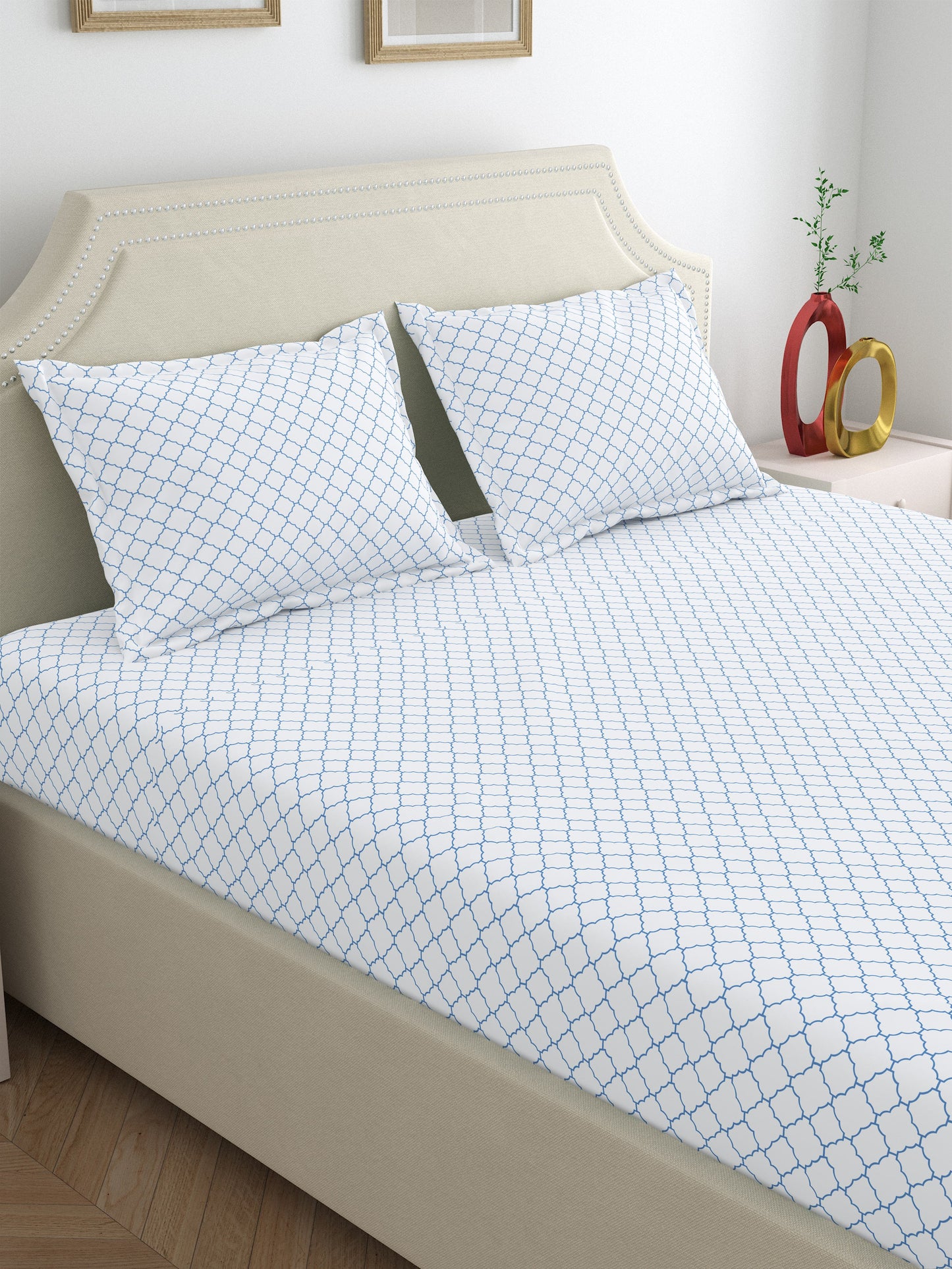 Dreamscape 100% Cotton Premium Bedsheet Set | 300 TC | Off White