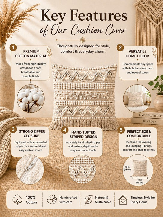Home Ecstasy Boho Cushion Covers (Pack of 5), 18" x 18"