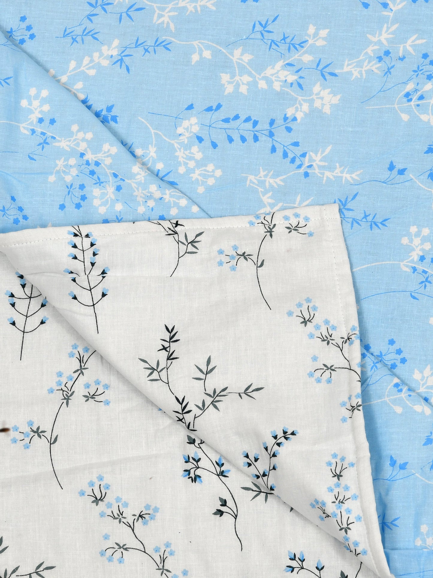 Home Ecstasy 100% Cotton Floral Dohar | 210 GSM | Blue
