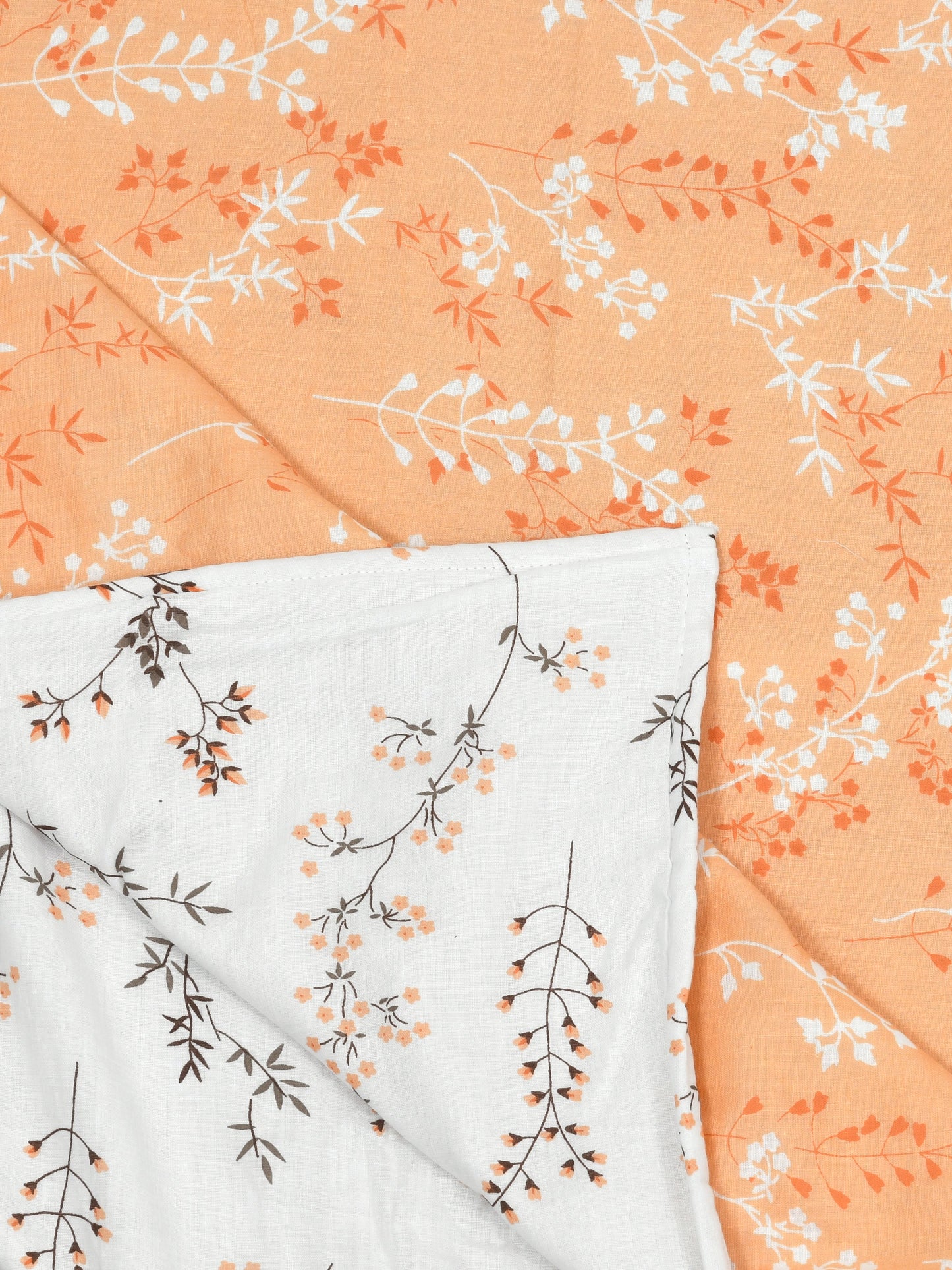 Home Ecstasy 100% Cotton Floral Dohar | 210 GSM | Orange