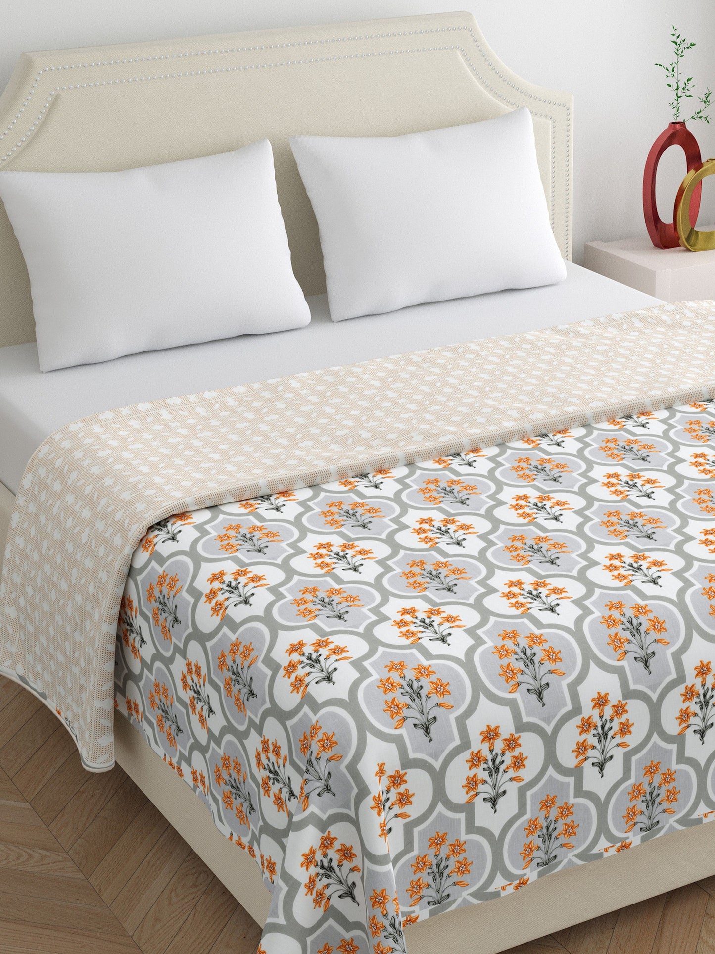 Home Ecstasy 100% Cotton Floral Dohar | 210 GSM | Brown