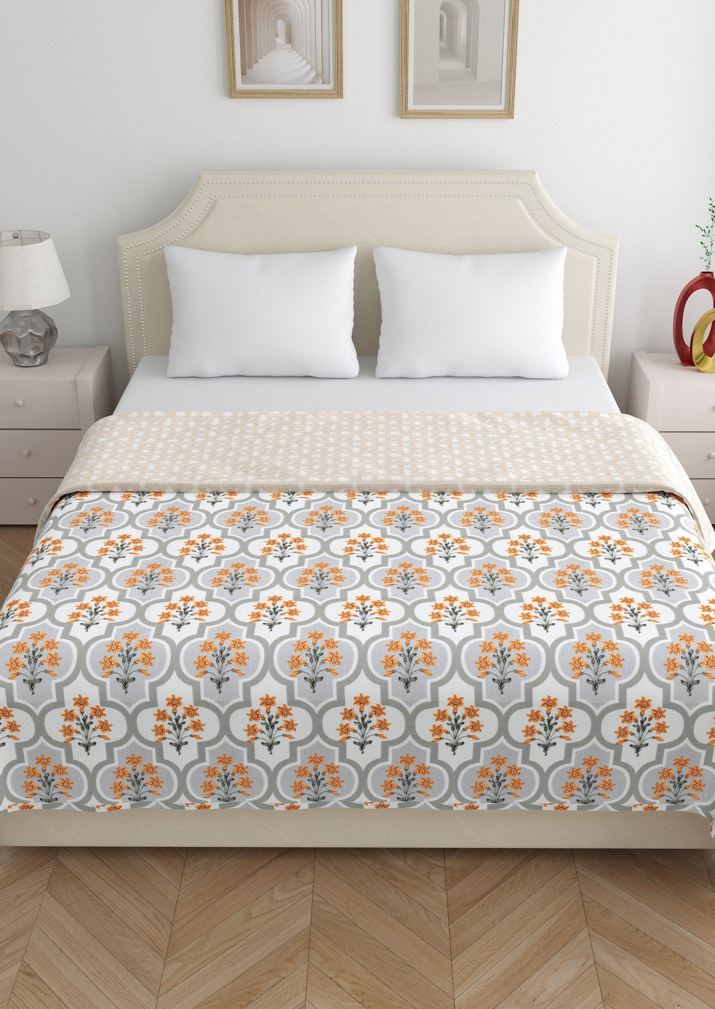 Home Ecstasy 100% Cotton Floral Dohar | 210 GSM | Brown