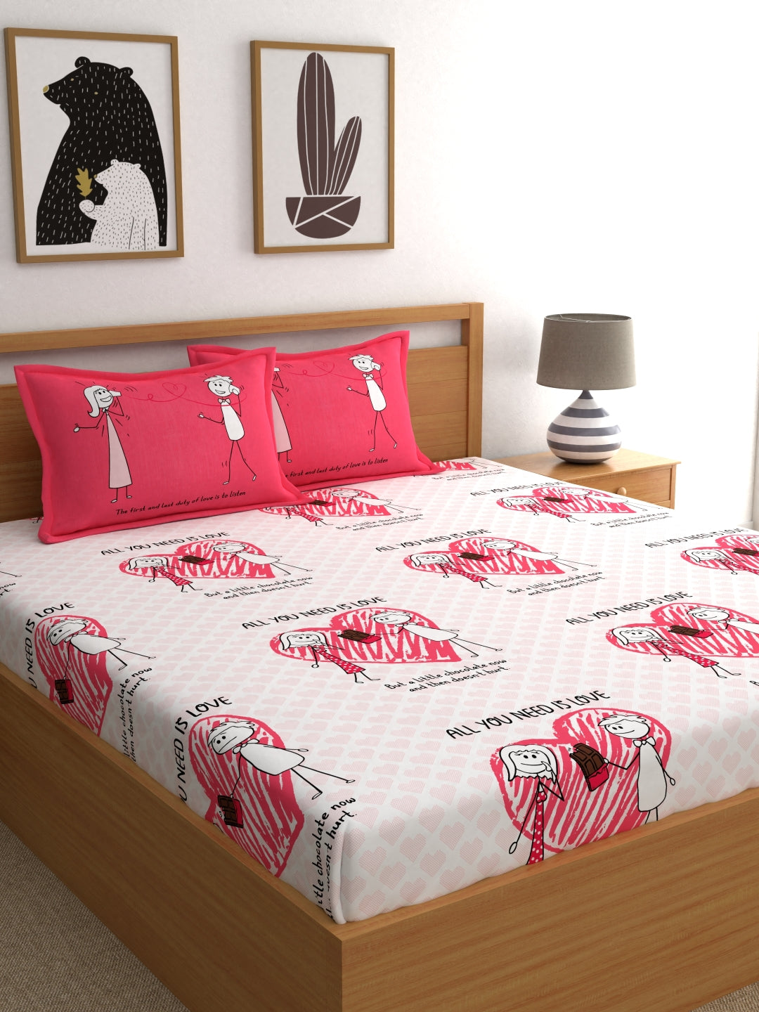 My Room 100% Cotton Children Bedsheet Set | 140 TC | Pink
