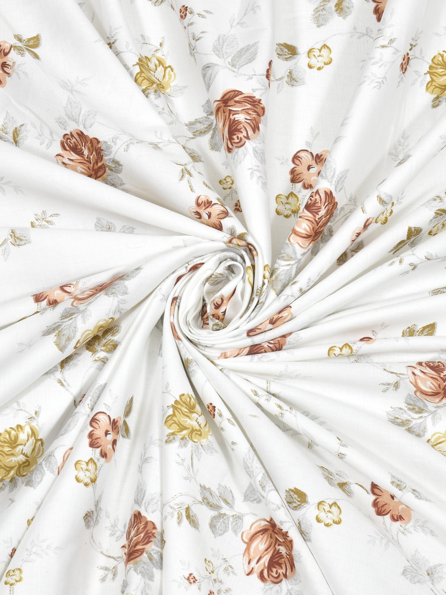 Dreamscape 100% Cotton Floral Bedsheet Set | 300 TC | Brown
