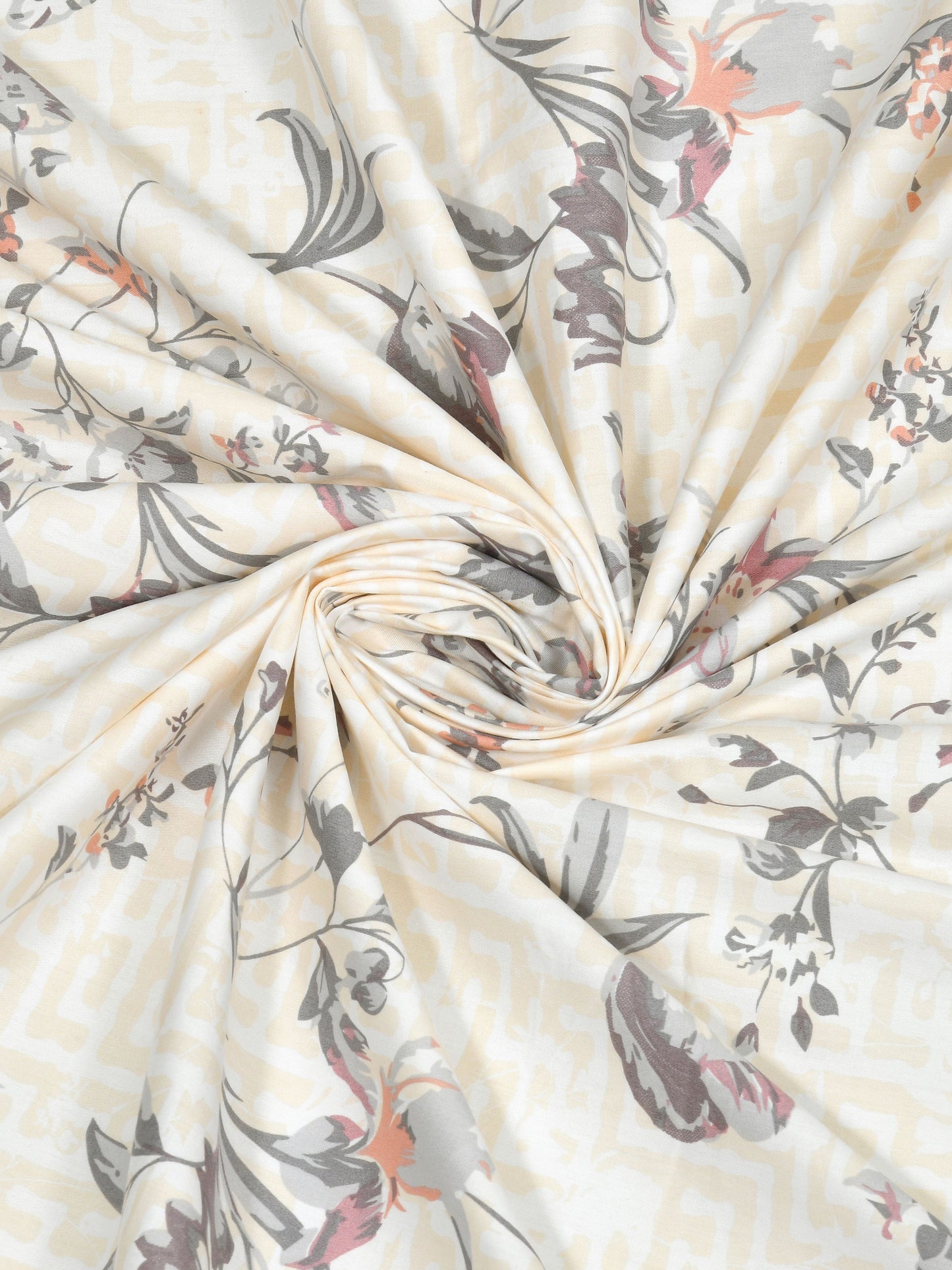 Dreamscape 100% Cotton Floral Bedsheet Set | 250 TC | Peach