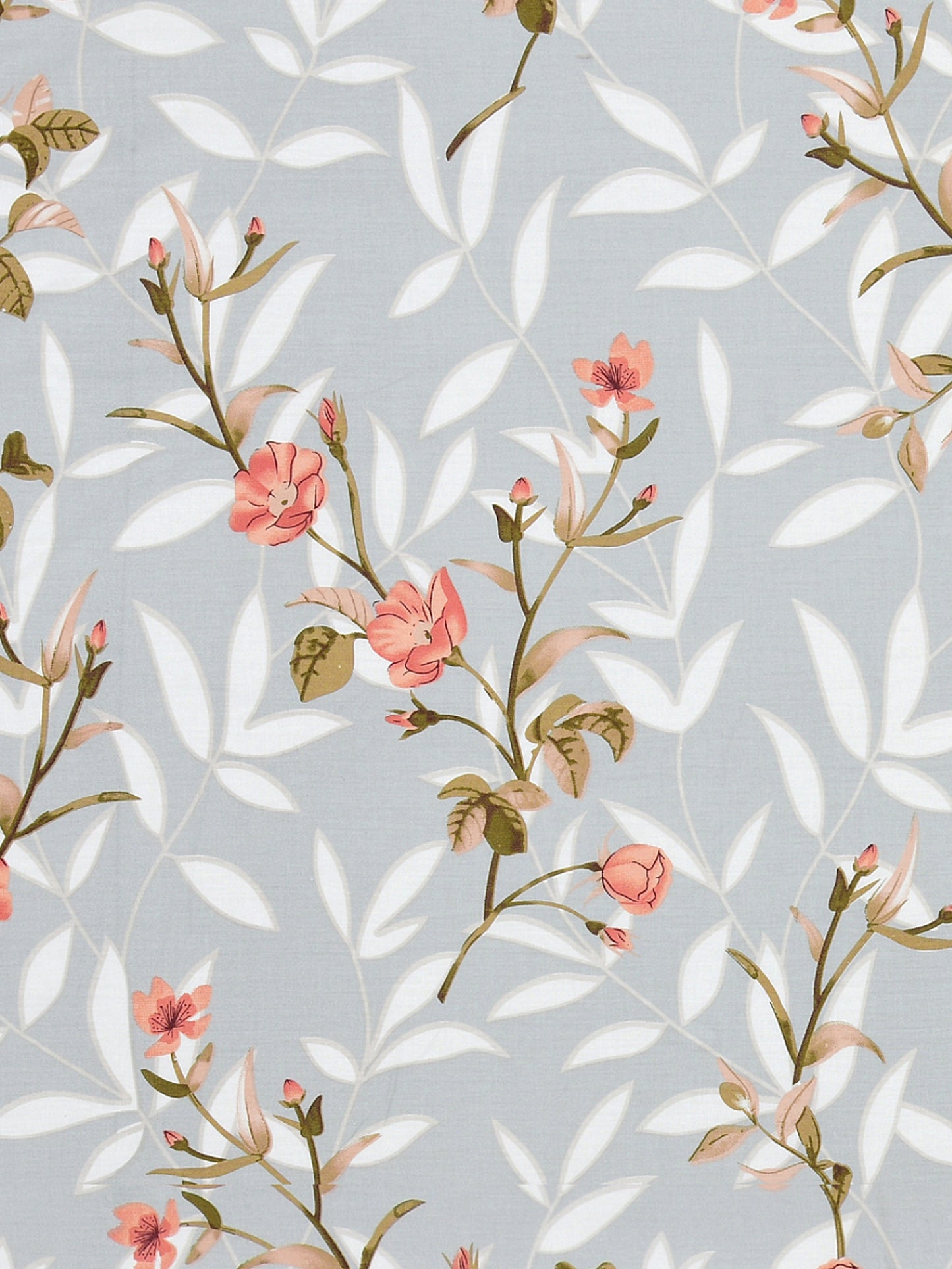 Dreamscape 100% Cotton Floral Bedsheet Set | 200 TC | Light Grey