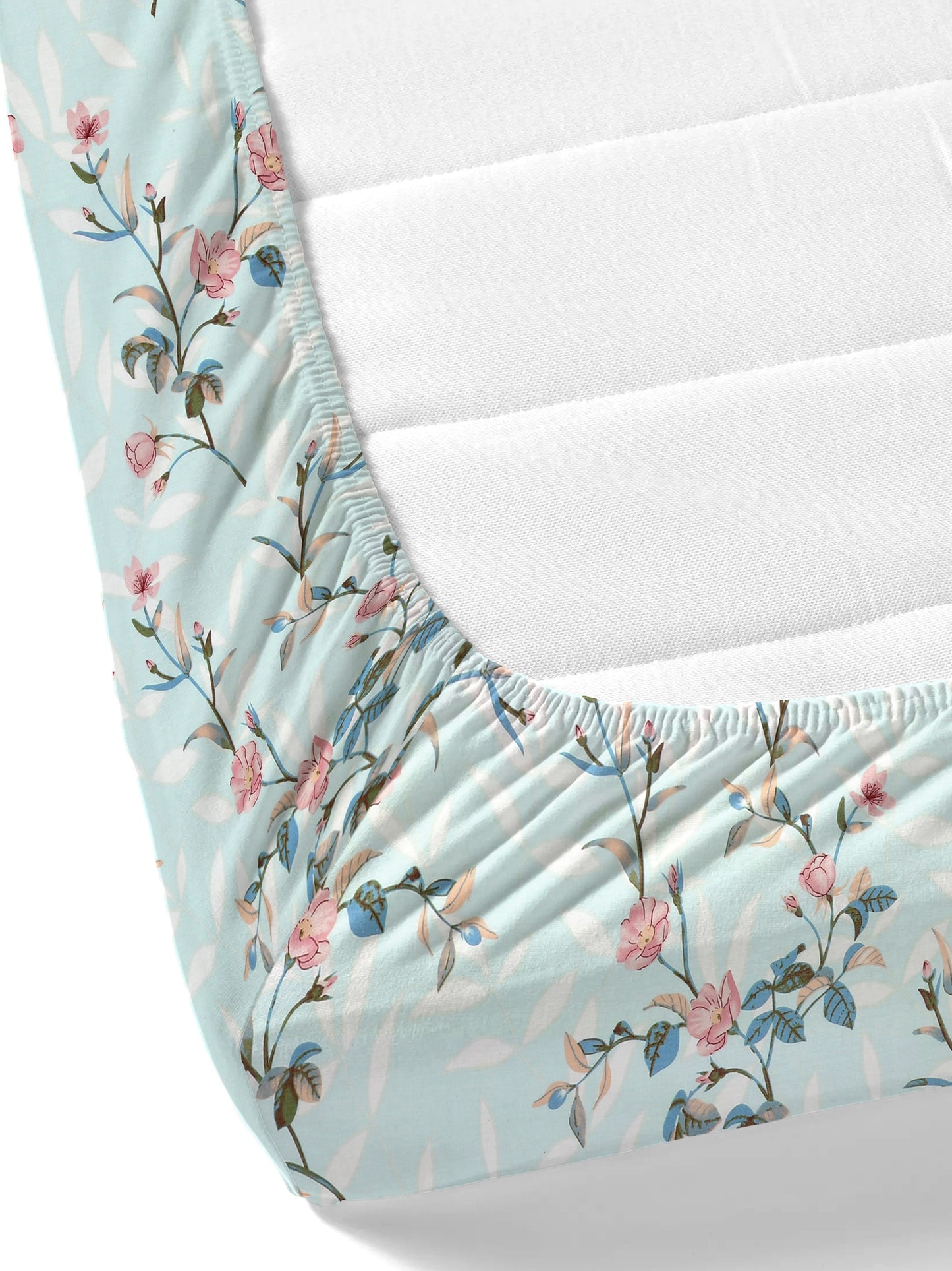 Dreamscape 100% Cotton Floral Bedsheet Set | 200 TC | Sea Green