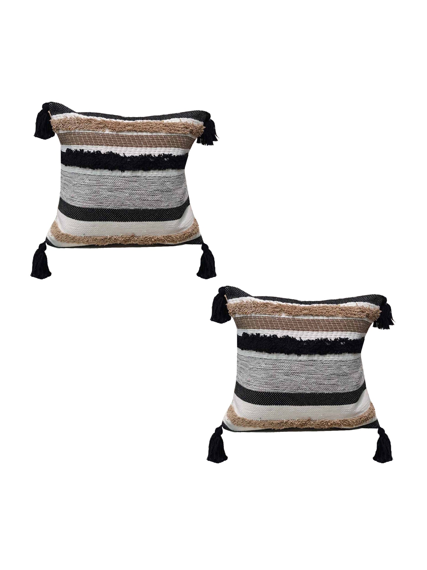 Home Ecstasy 100% Cotton Embroidered Multicoloured Cushion Cover 16"x16" (Set of 2) | 140 TC | Multi