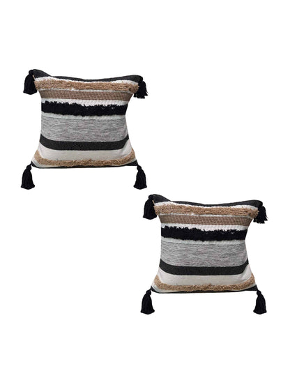 Home Ecstasy 100% Cotton Embroidered Multicoloured Cushion Cover 16"x16" (Set of 2) | 140 TC | Multi