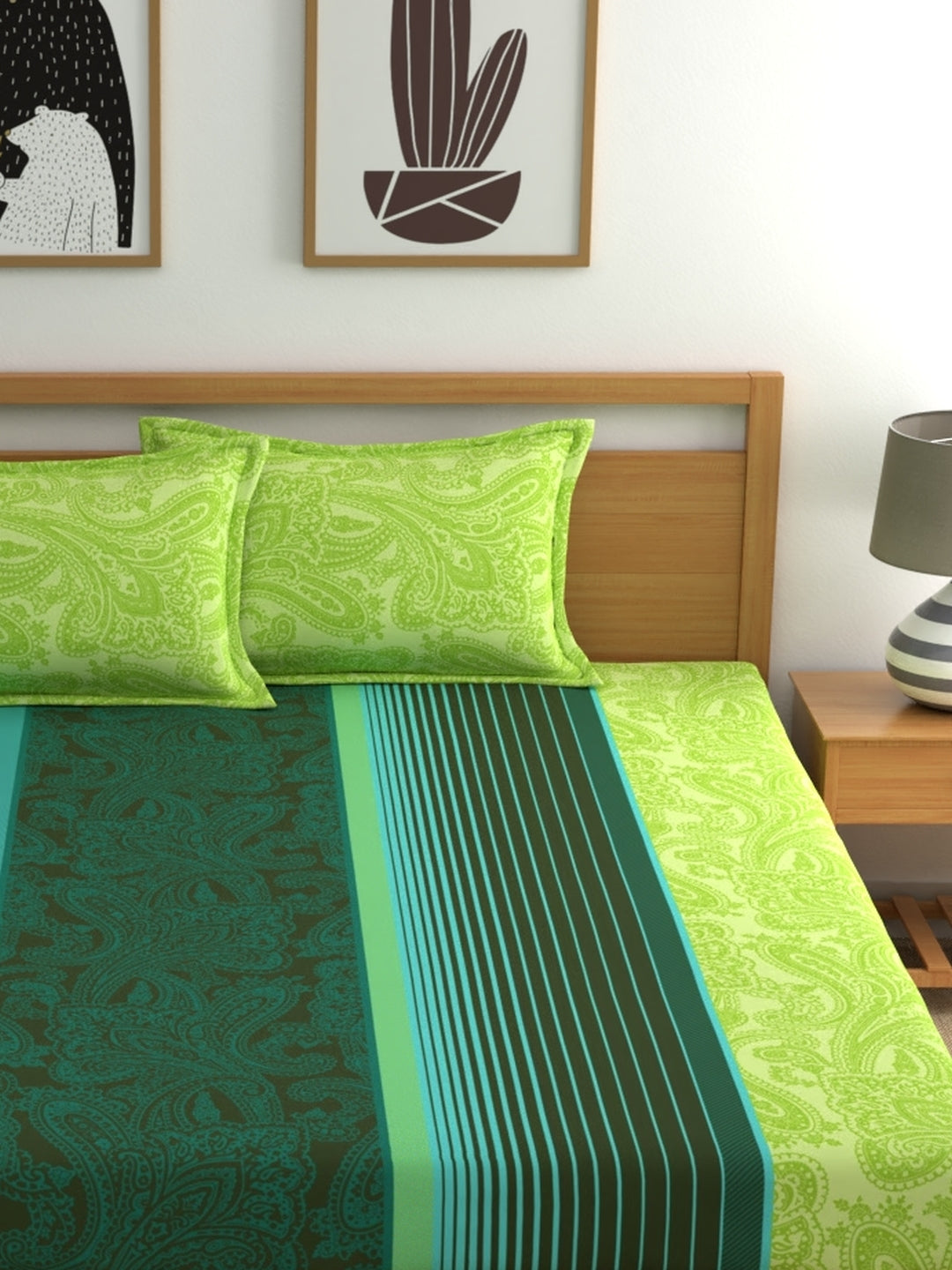 Home Ecstasy 100% Cotton Stripe Bedsheet Set
