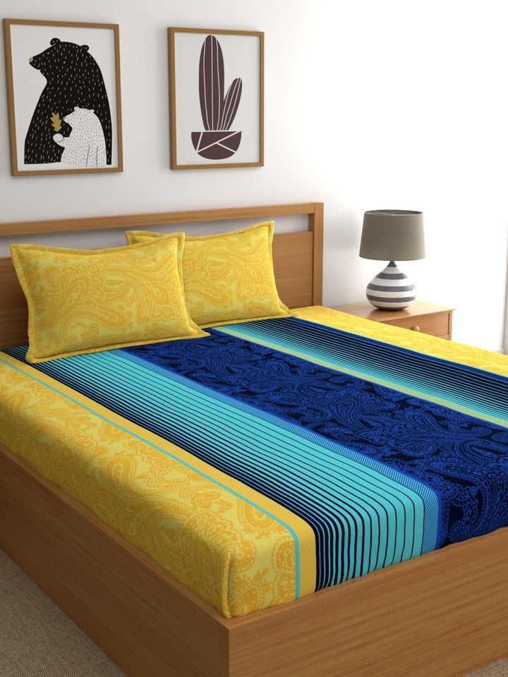 Home Ecstasy 100% Cotton Stripe Bedsheet Set