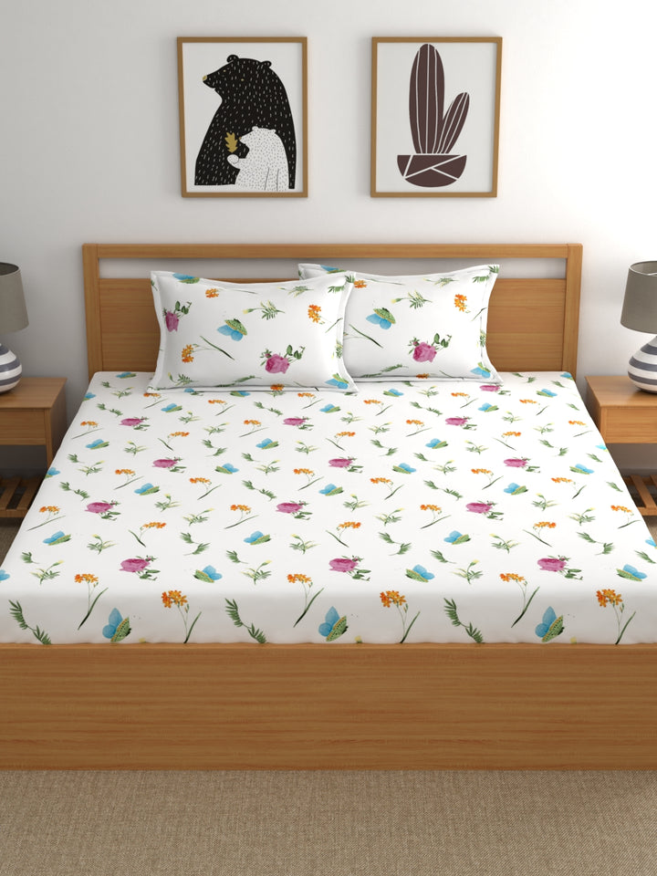 Home Ecstasy 100% Cotton Floral Bedsheet Set