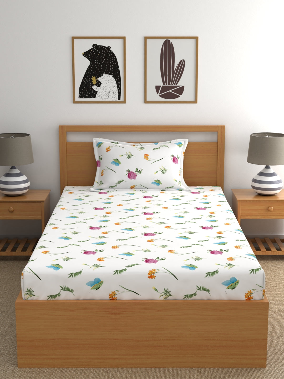 Home Ecstasy 100% Cotton Floral Bedsheet Set