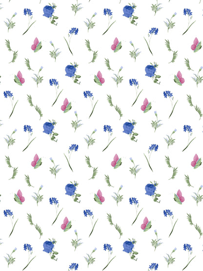 Home Ecstasy 100% Cotton Floral Bedsheet Set | 140 TC | White and Blue