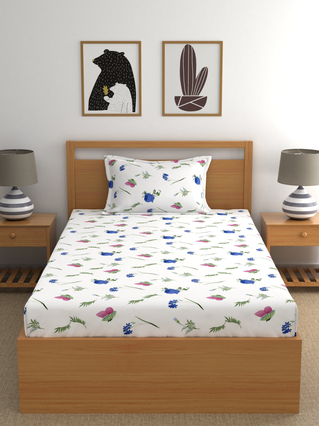 Home Ecstasy 100% Cotton Floral Bedsheet Set