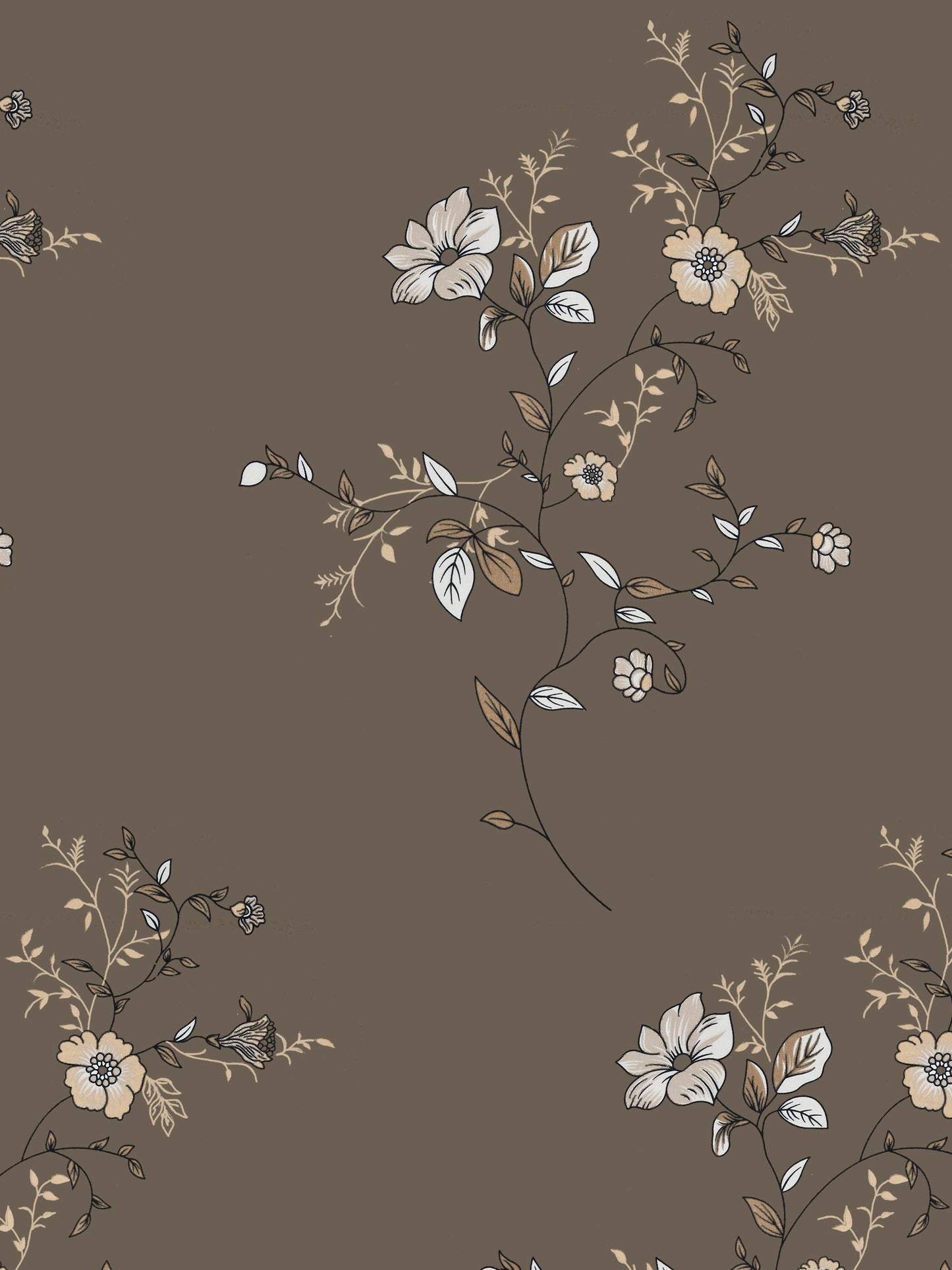 Dreamscape Wrinkle Free Floral Bedsheet Set | 120 GSM | Dark Brown