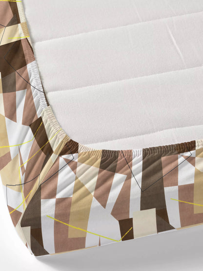 Dreamscape Wrinkle Free Abstract Bedsheet Set | 120 GSM | Brown