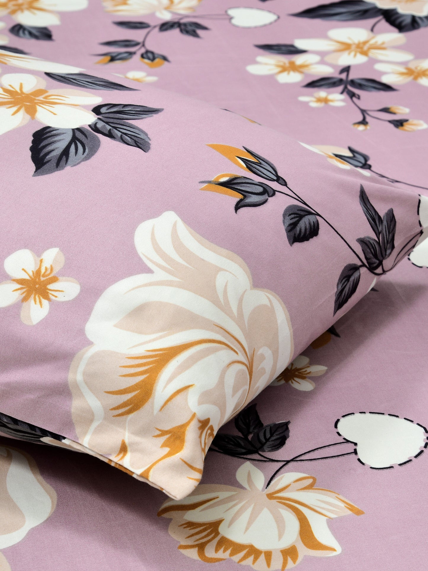 Home Ecstasy Wrinkle Free Floral Bedsheet Set | 120 GSM | Purple