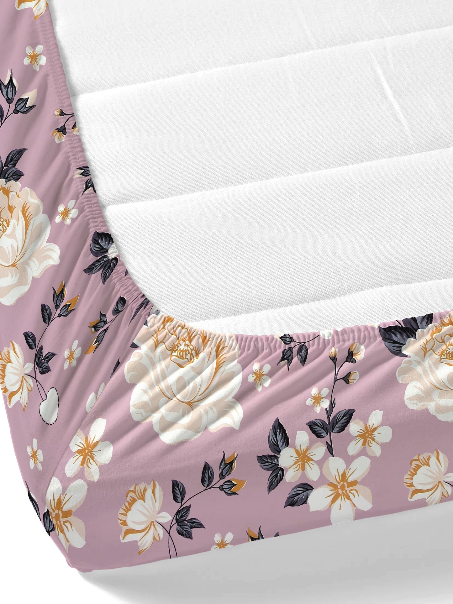 Home Ecstasy Wrinkle Free Floral Bedsheet Set | 120 GSM | Purple