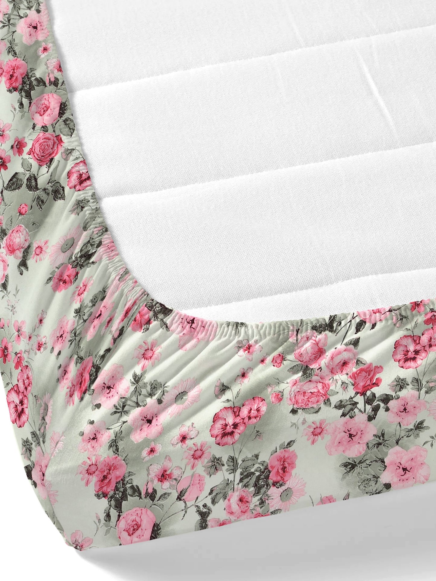 Dreamscape Wrinkle Free Floral Bedsheet Set | 120 GSM | Pink