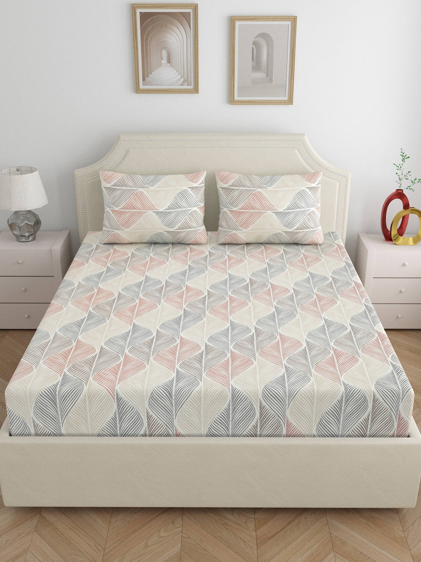 Home Ecstasy Wrinkle Free Abstract Bedsheet Set | 140 GSM | Multi