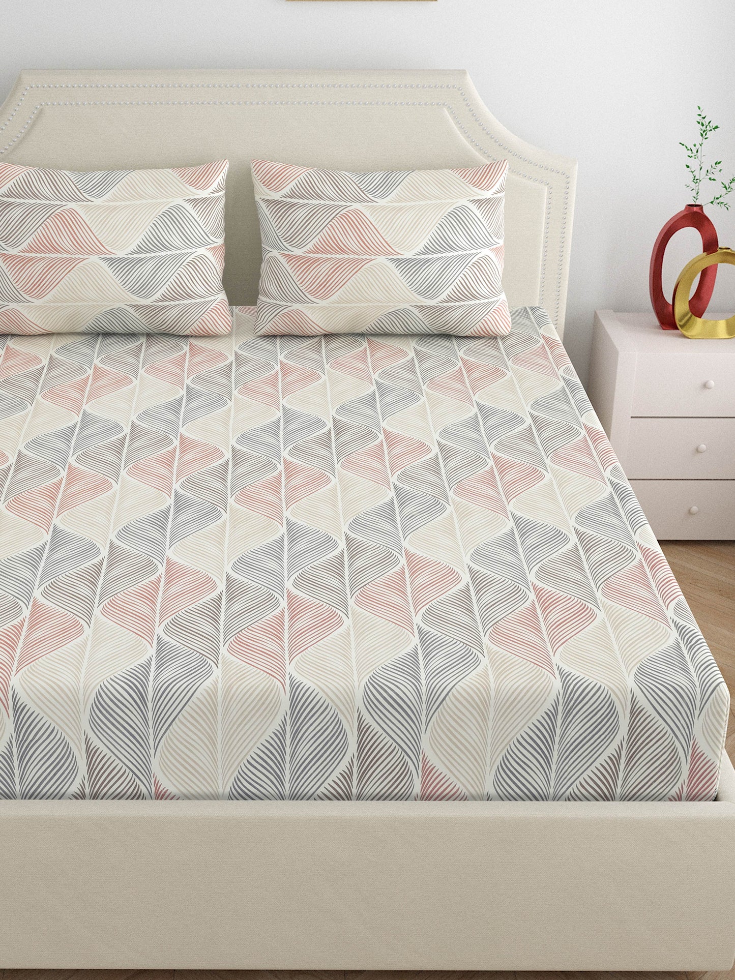 Home Ecstasy Wrinkle Free Abstract Bedsheet Set | 140 GSM | Multi
